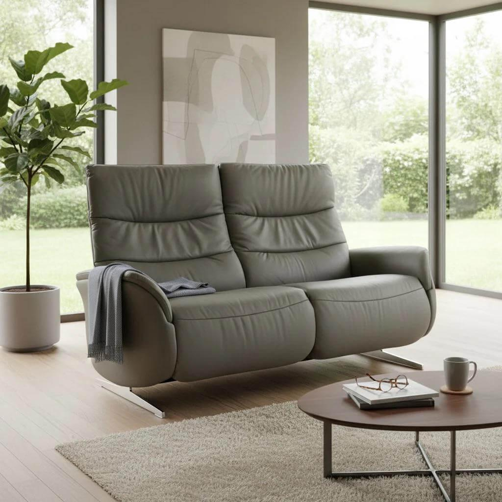 himolla - Sofa 4051 Cumuly Comfort Leder Longlife Rustika Zinn Grau Füße Metall Edelstahloptik Inkl. Elektr. Wall-Free-Funktion Und Herz-Waage - 3