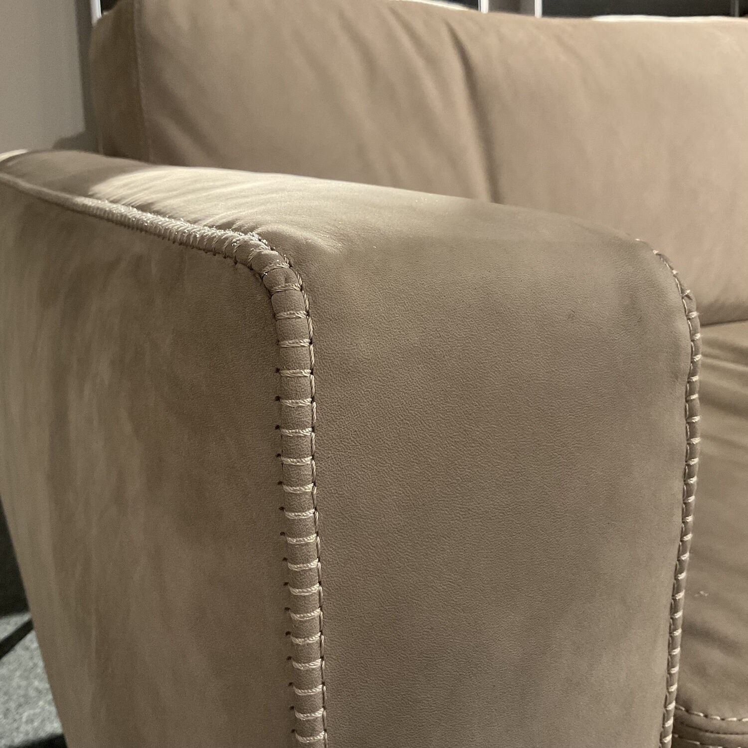 Cierre - Sofa Aida Leder 5 Natural Velour 97 Seppia Beige Metallfüße Schwarz Verchromt - 9