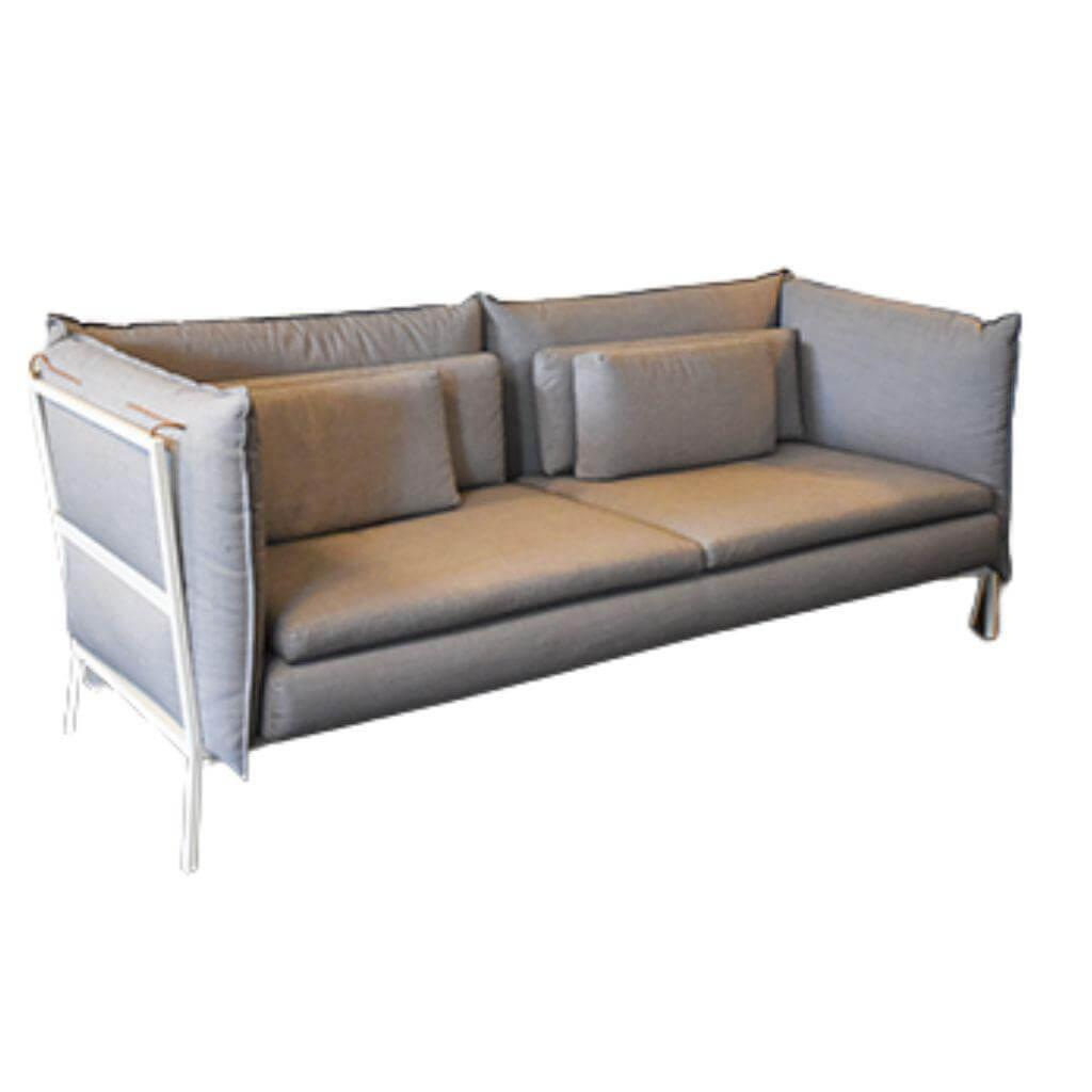 Cappellini - Sofa Basket 3-Sitzer Stoff Grau Gestell Metall Weiß Matt - 1