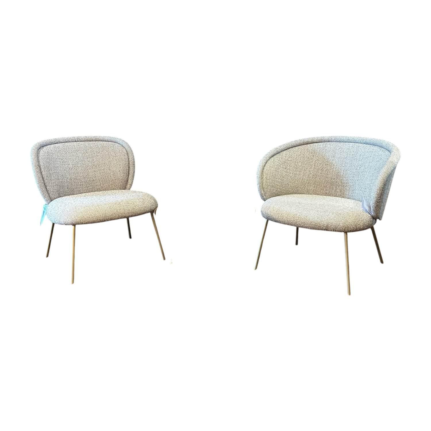 Freifrau - 2er Set Stuhl Ona Cocktail Stoff Sahco Safire 0004 Grau Gestell Stahl Messing Grau - 1