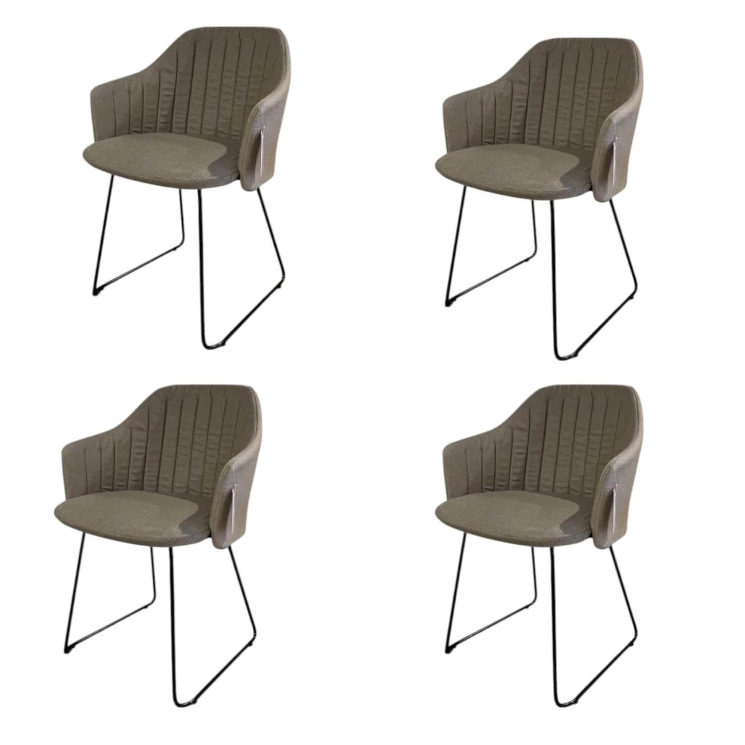 Cane Line - 4er-Set Stuhl Choice Stoff Cane Line Natté Taupe Grau Schale Polypropylen Schwarz Gestell Kufe Stahl Black Schwarz Warmverzinkt - 1