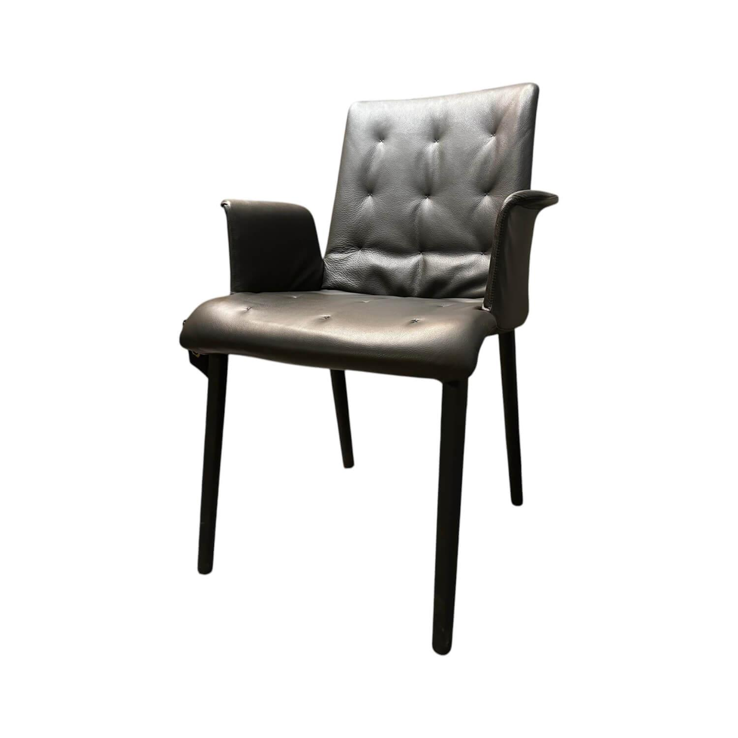 Walter Knoll - Stuhl Liz Wood 1323 Leder Congress 1399 Dark Bronze Braun Gestell Eiche Geflammt - 1