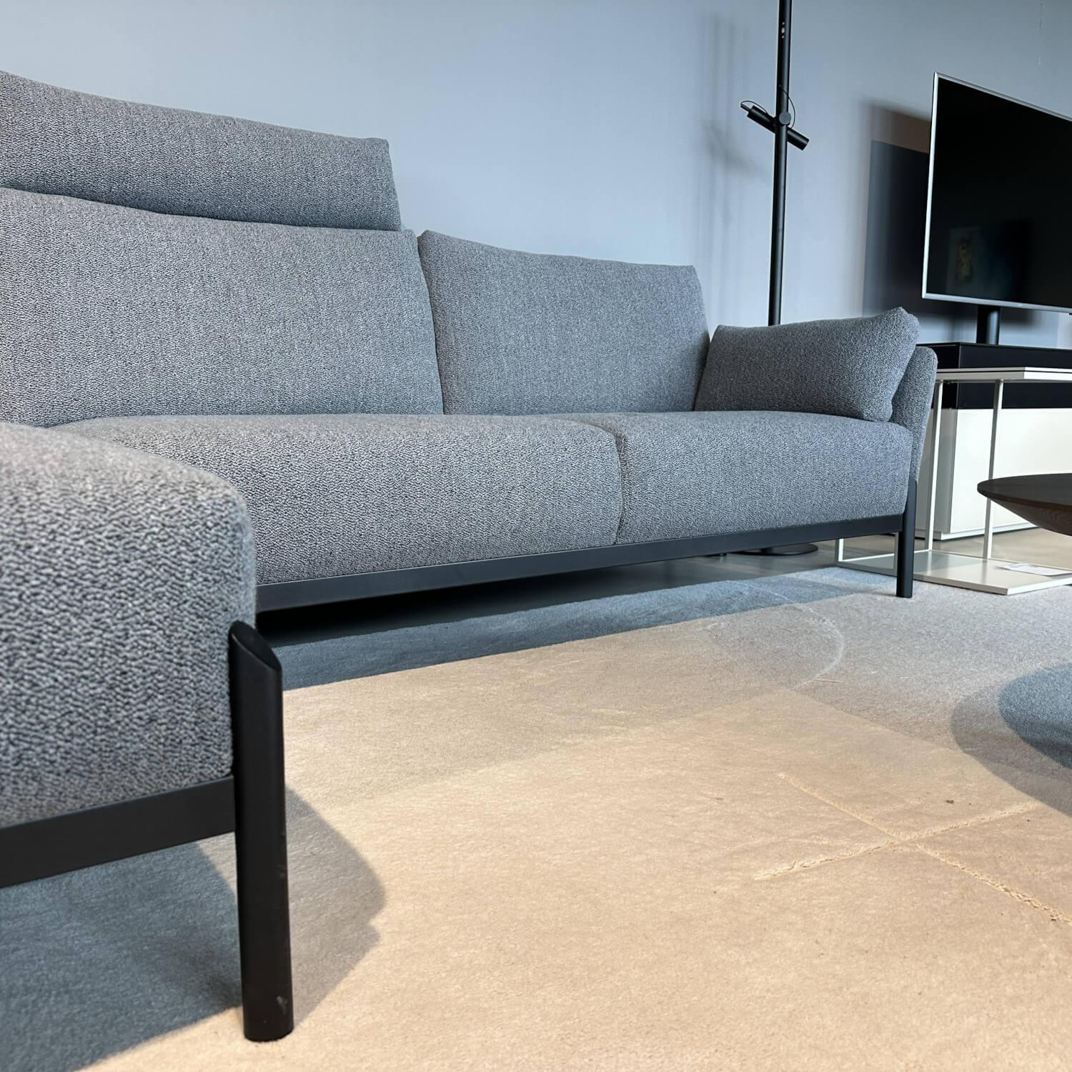 Leolux - Ecksofa Enna Stoff Mondo 007 Piombo Grau Gestell Epoxy Granite Anthrazit Matt Inklusive Kopfstütze - 6