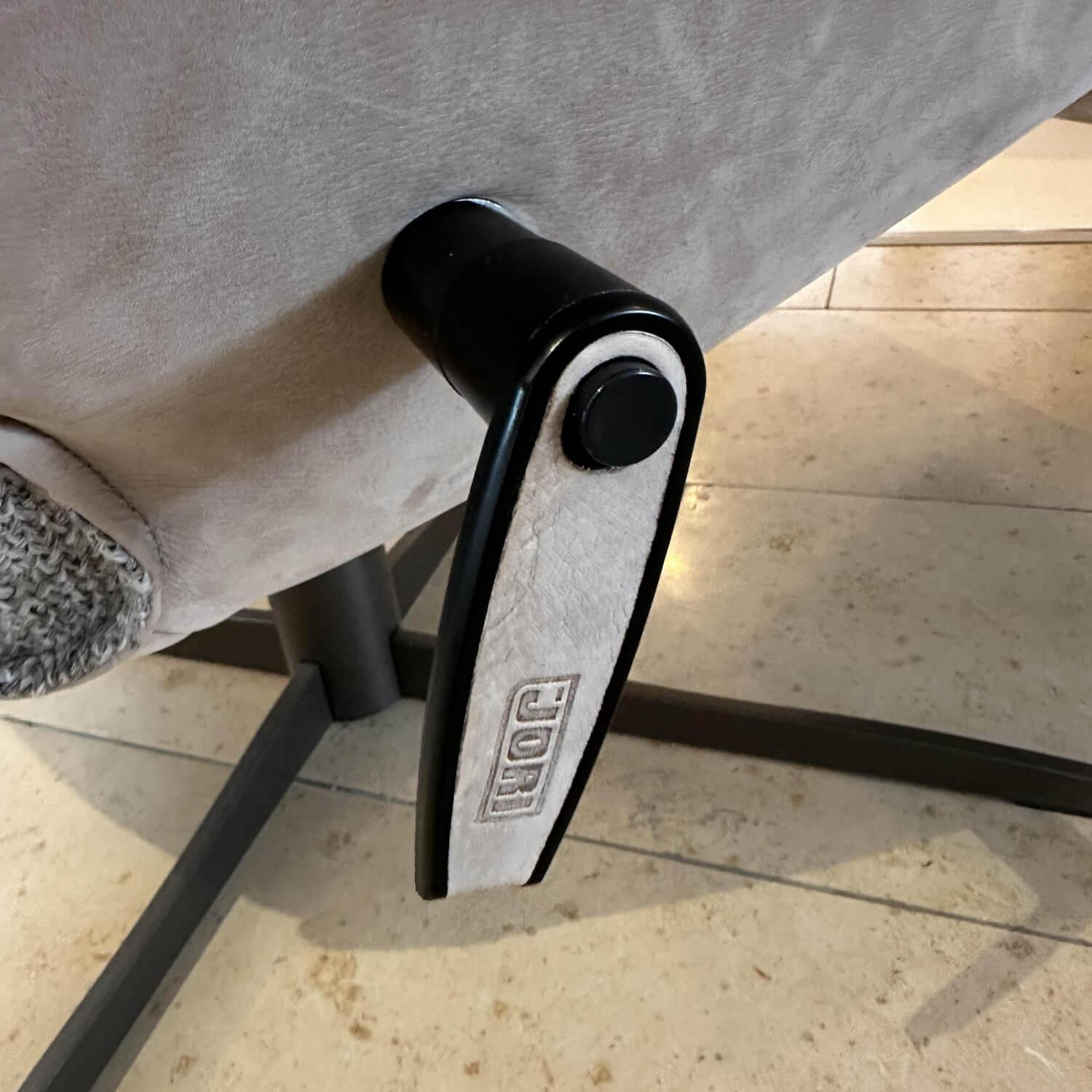 Jori - Sessel Daydreamer Innen Stoff Depero Grau Aussen Leder Nubuck Cream Grau Fuß 4-Stern Lack Bronze Ausführung Monomove - 5