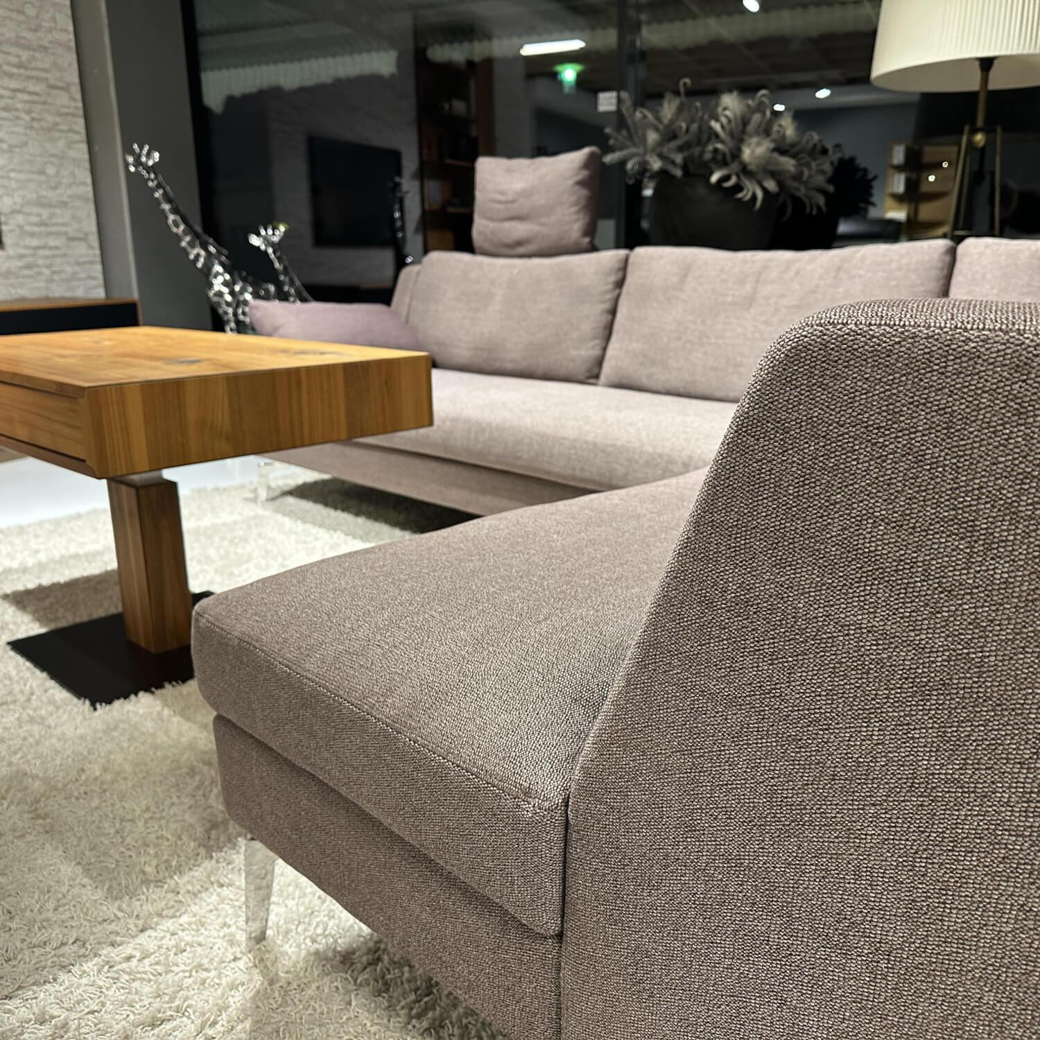 Werther - Ecksofa Skagen Stoff U 3255 K Tala Rosé Grau Rosa Gestell Chrom Glänzend Inklusive Kissen - 5