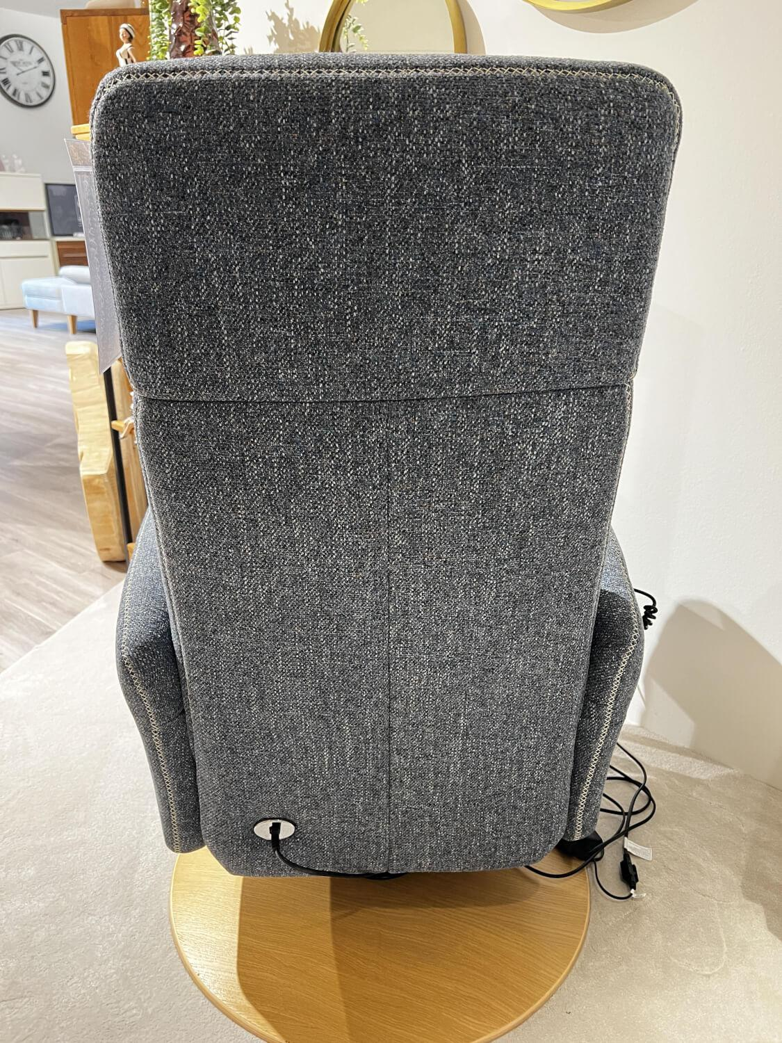 Natura - TV Sessel Sommerville Stoff Amsterdam Blau Grau Drehteller Eiche Bianco 2 Motorisch Mit Akku - 9