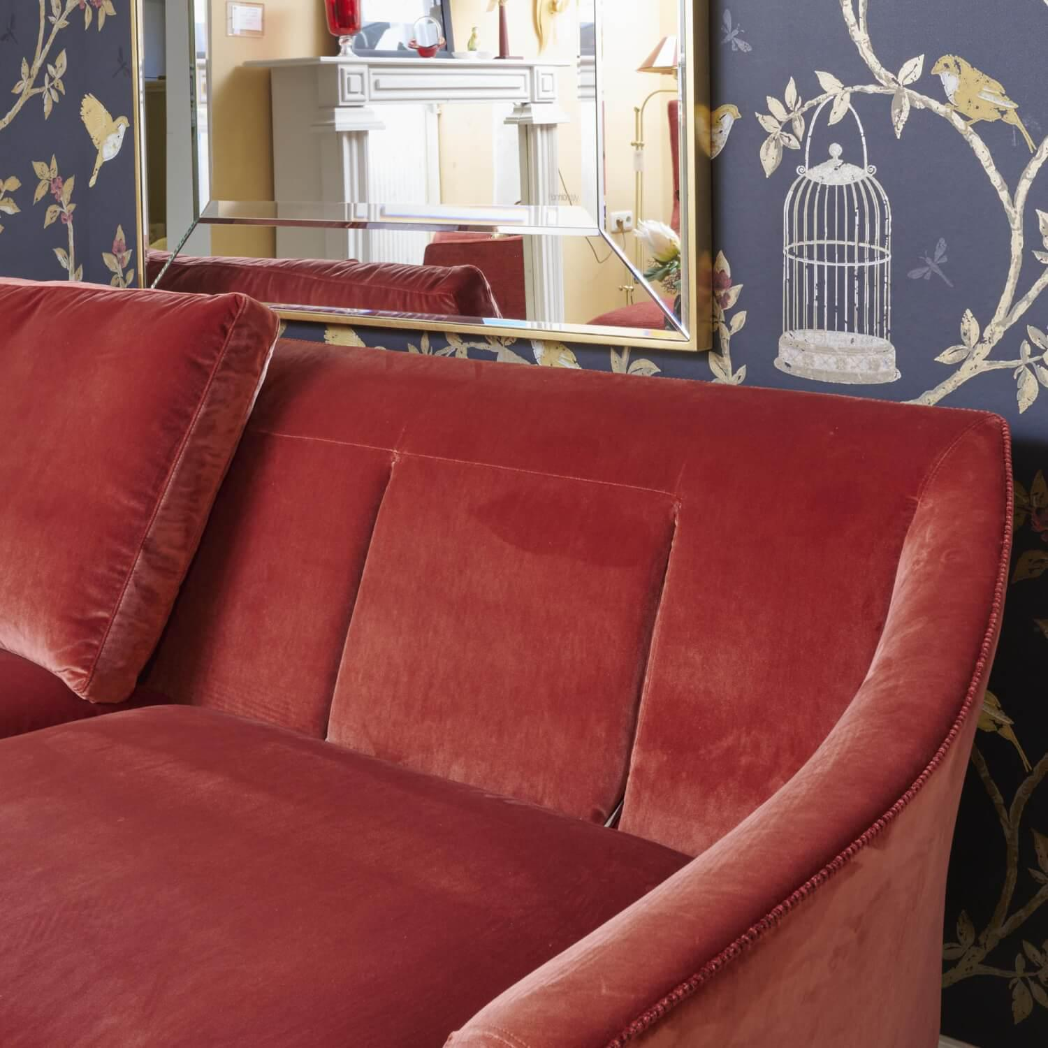 Bielefelder Werkstätten - Sofa Saloni 135 3001 Stoff City Velvet CA 7832 063 Mit Keder Füßen Schwarz Inklusive Kopfstütze Und Kissen - 13