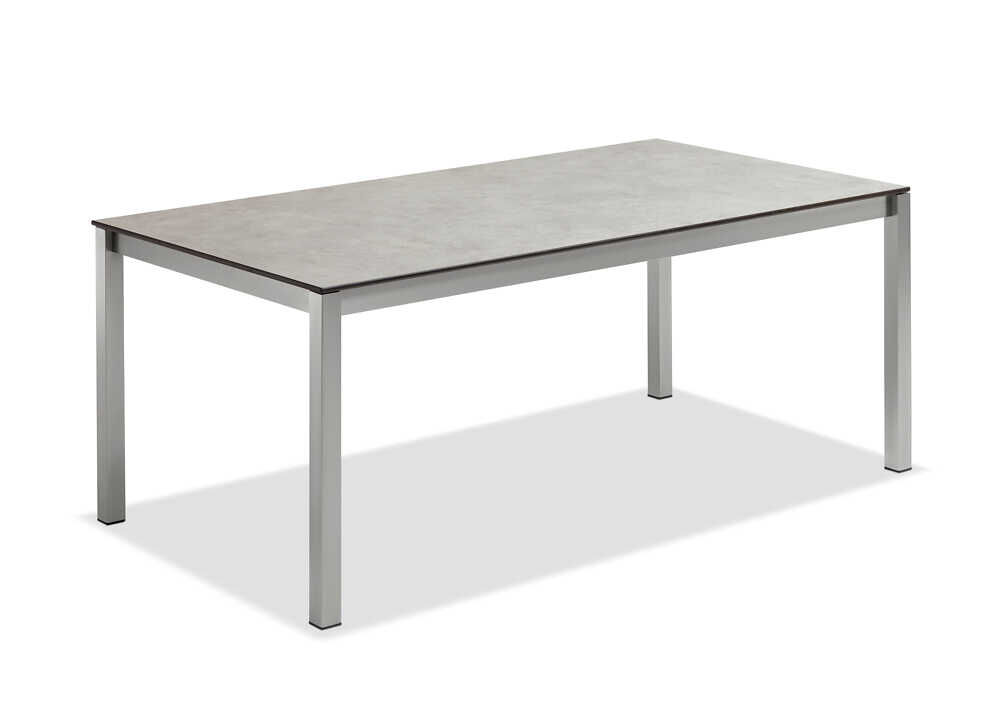 Tisch Velina Gestell Edelstahl Gebürstet Tischplatte HPL Zement
