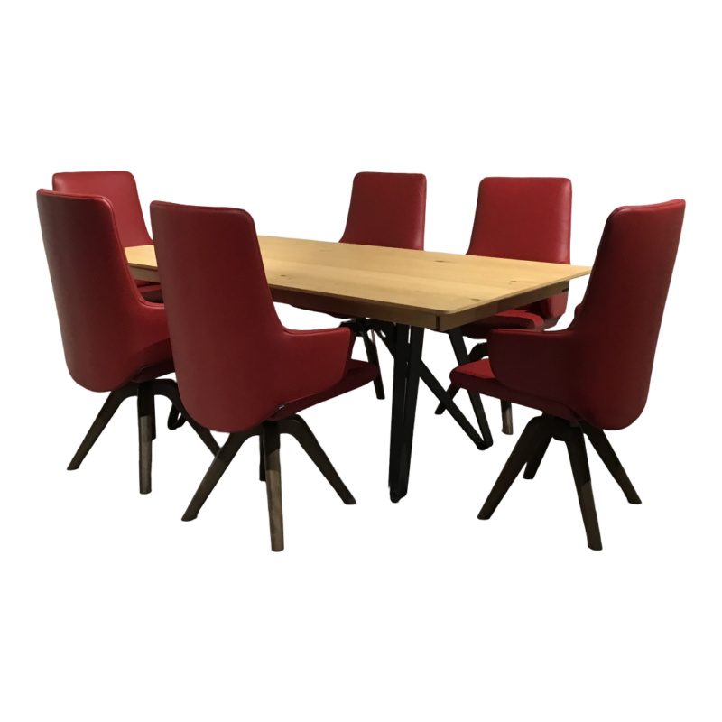 6er-Set Stuhl Leder Paloma Cherry 58 Rot Stühle Walnuss