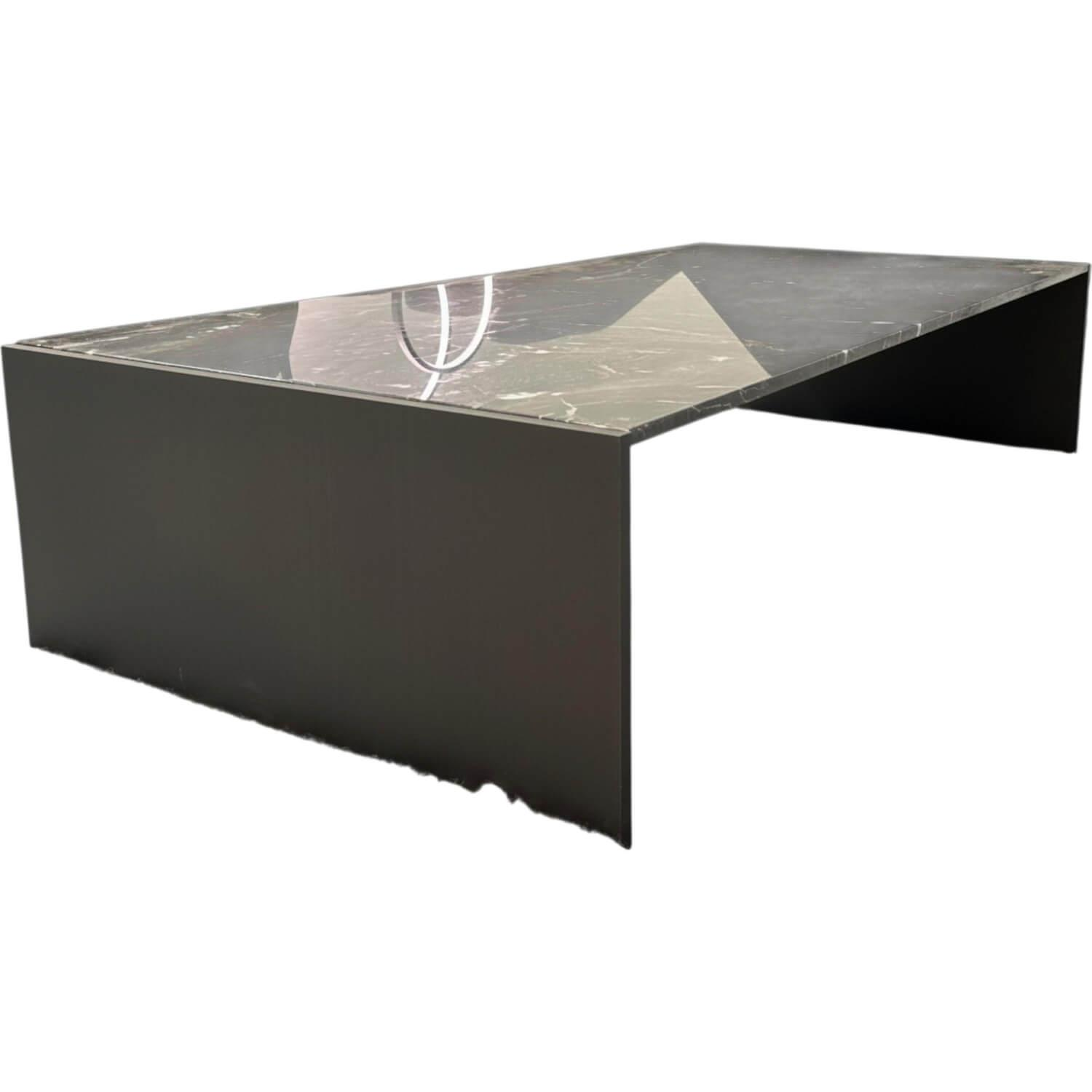 Minotti - Beistelltisch Linha Platte Marmor Grigio Orobico Grau Seitenteile Aluminium Braun - 1