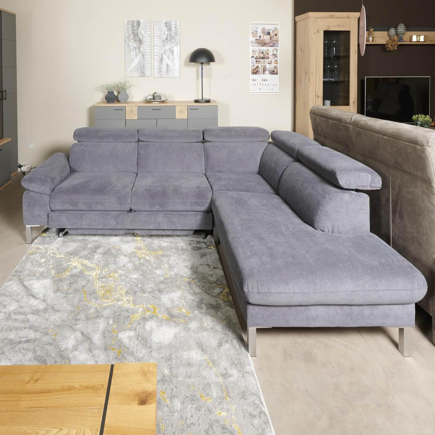 Carina - Eckgarnitur Kiri Stoff Matrix Steel Grau mit Auszug - 3