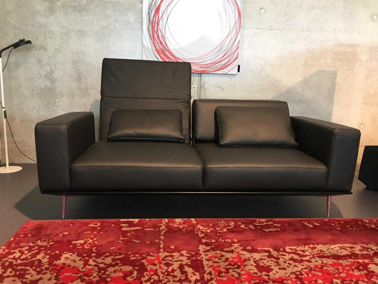 Franz Fertig - Schlafsofa Milan Nappaleder S Schwarz mit Verstellfunktionen und 2 Kissen - 3