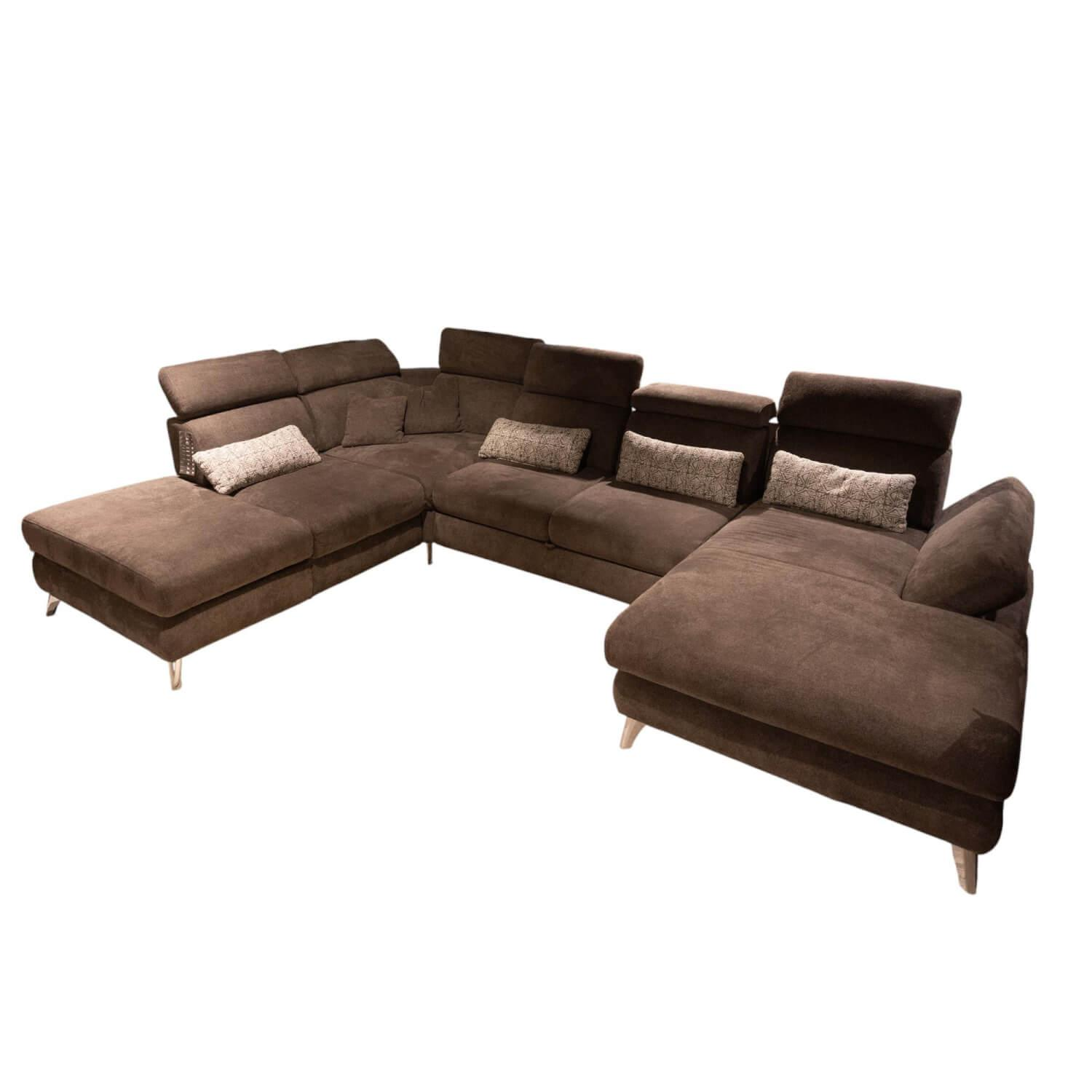 Kawoo - Wohnlandschaft Torino XC Stoff Kati Fango 20474 Grau Braun Fuß Metall Chromfarbig - 1