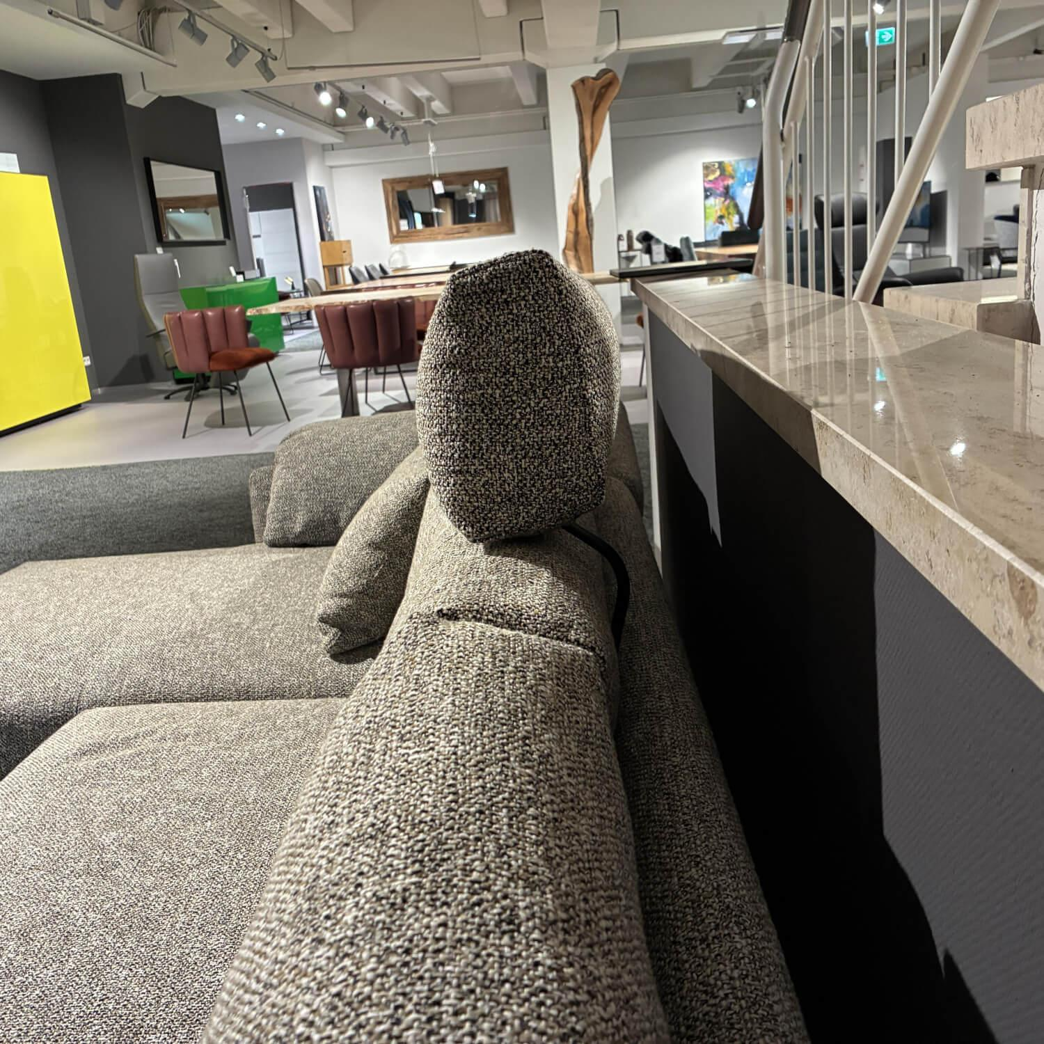 Leolux - Ecksofa Enna Stoff State 011 Rice Beige Braun Gestell Epoxy E2200 Nuit Silk Matt Schwarz - 7