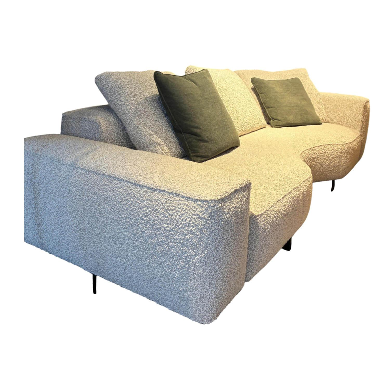Minotti - Sofa Yves Wave Stoff Orion Sabbia Sand Beige Gestell Metall Black Coffee Braun Inkl. Hocker - 1