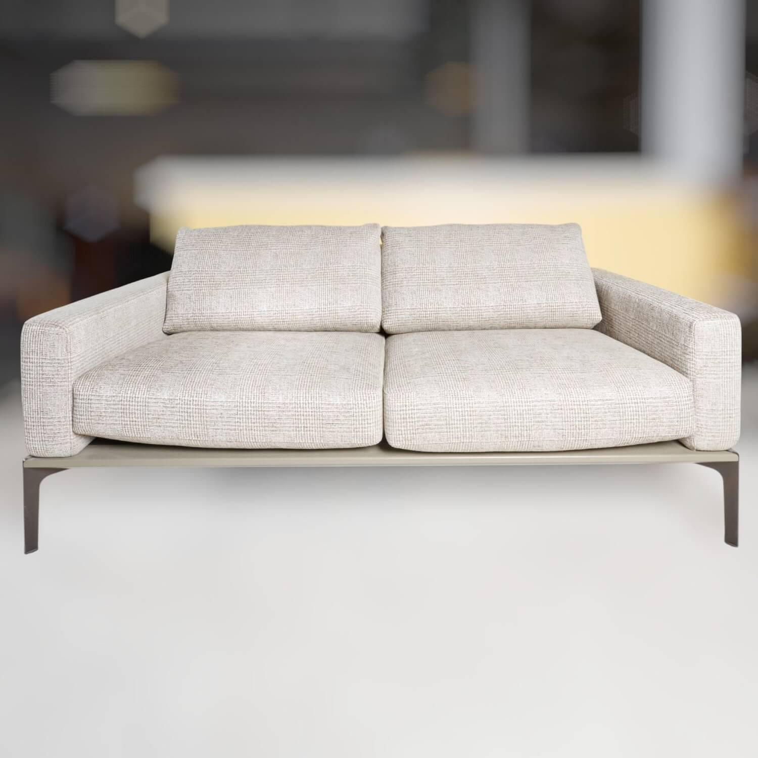 Bielefelder Werkstätten - Sofa Spirit 2 80 Stoff Scott BW 1769 272 Creme Beige Grau Füße Metall Beige Grau Mit Schmalen Armlehnen Und Armlehnkissen - 13