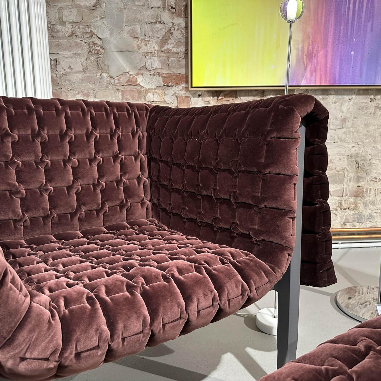 Ligne Roset - Sessel Ruché Stoff Harald 3 Chocolate 382 Braun Gestell Buche Massiv Anthrazit Gebeizt Inklusive Hocker - 7