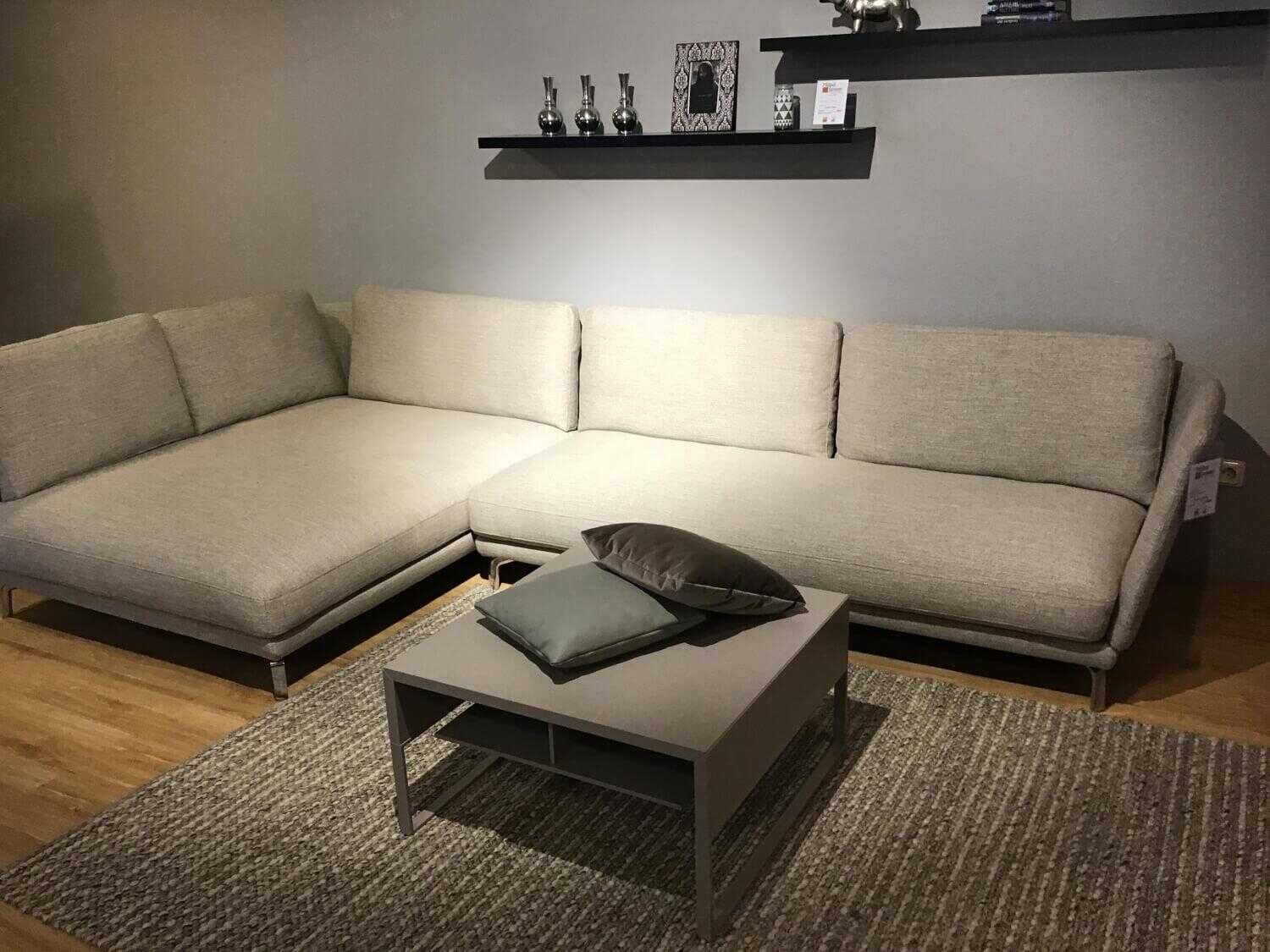 Rolf Benz - Ecksofa Rondo Stoff Steingrau inklusive Kissen - 7