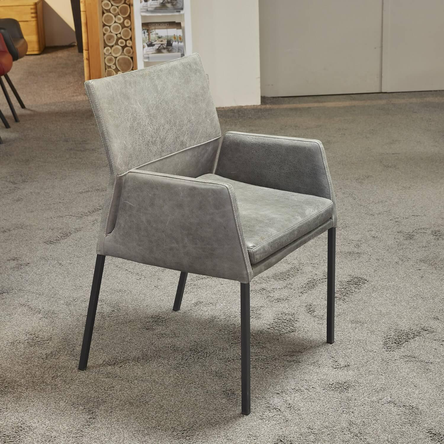 Natura - 6er-Set Stuhl Carry Leder Sierra Anthrazit Kontrastnaht Beige 4-Fuß Metall Pulverbeschichtet Schwarz - 7