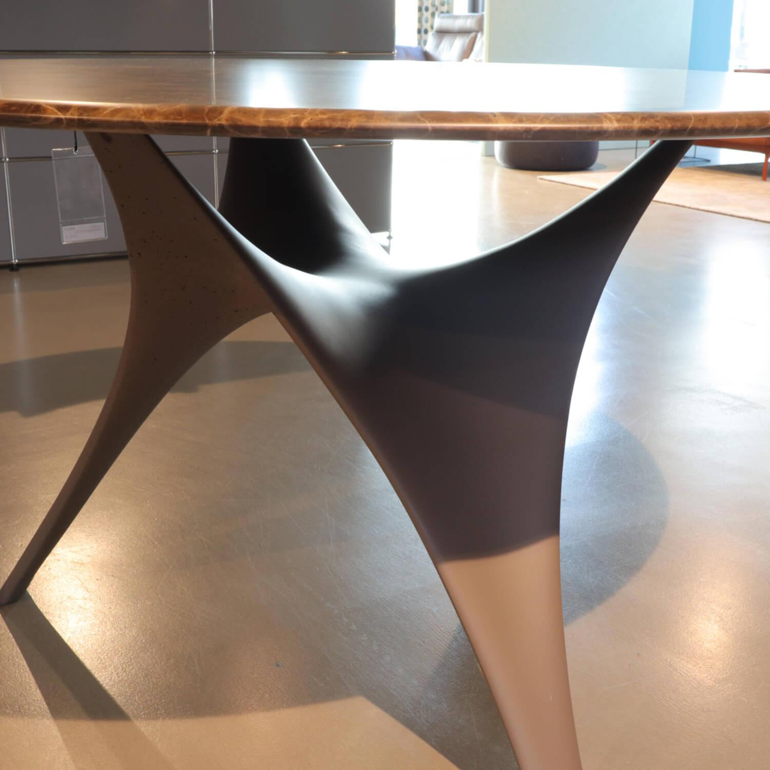 Molteni & C - Esstisch Rund Arc Platte Marmor Emperador Dark Gestell Bronze - 3