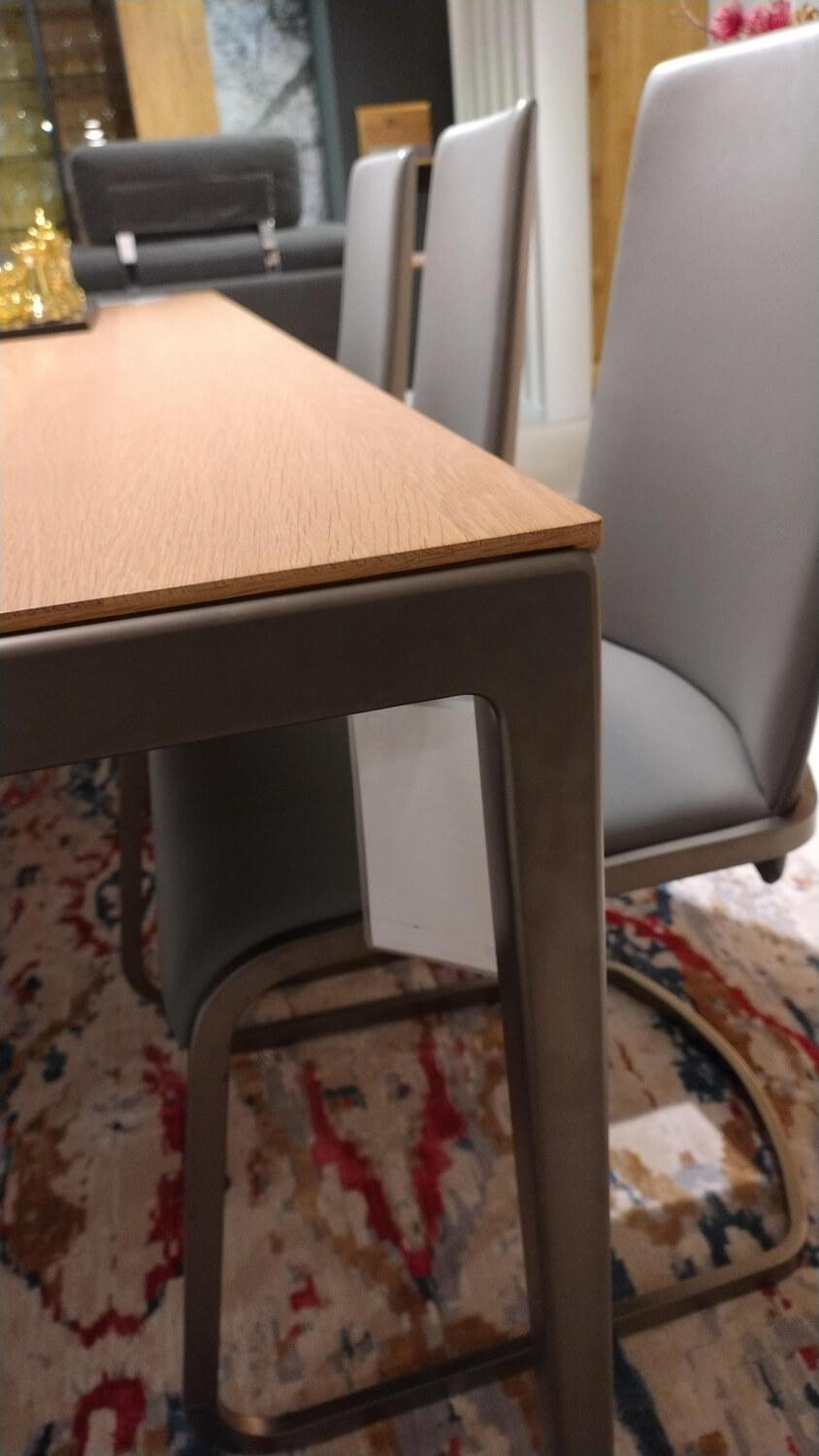 Team 7 - 6er Set Freischwinger F1 Leder L1 Mittelgrau Gestell Stahl Bronze Matt - 6