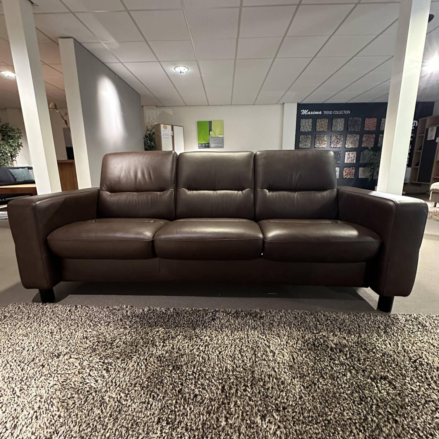 Stressless - Sofa Wave Bezug Leder Paloma Braun Holzfüße Schwarz Gebeizt - 4