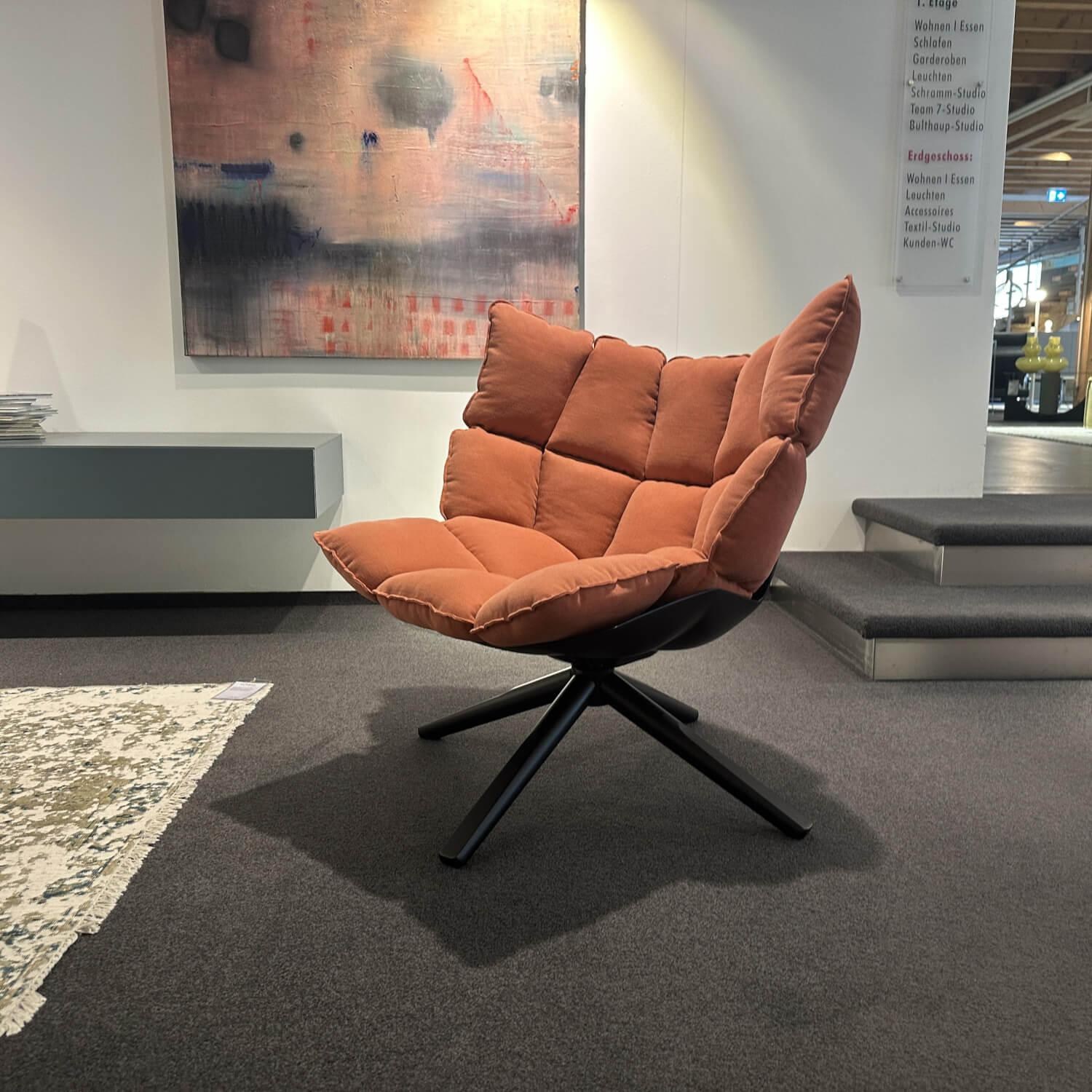 B&B Italia - Sessel Husk H2G Stoff Asolo 2129570 Orange Gestell Und Schale Schwarz Lackiert - 5