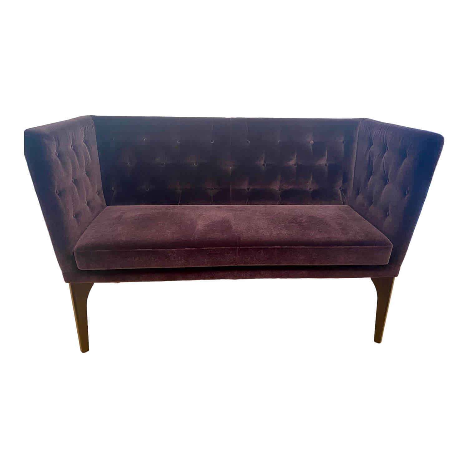 Bielefelder Werkstätten - Bank Polo Petit Stoff Samt Velour BW Emilia 1762-111 Lila Rot Untergestell Massivholz Schwarz - 1