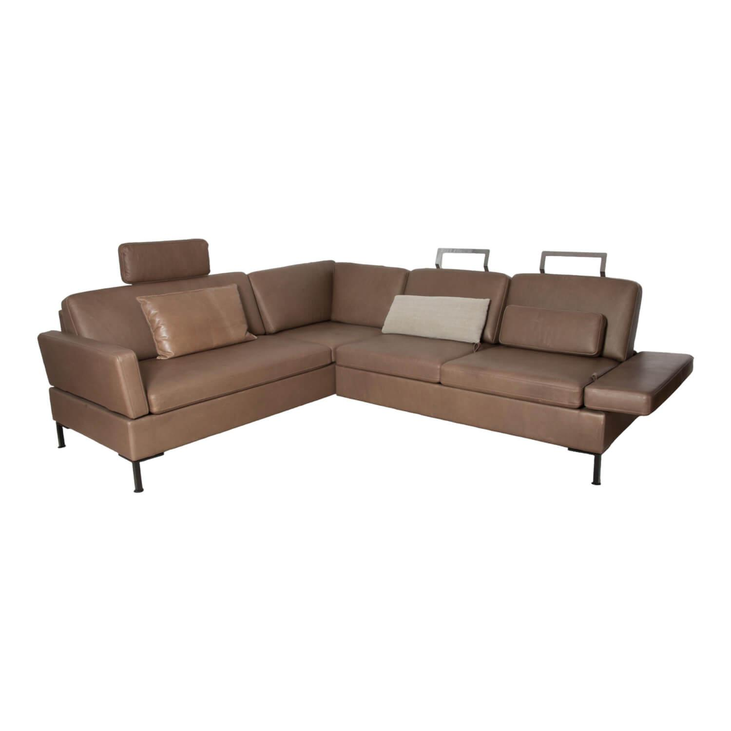 Brühl - Sofa Alba Leder Lama 5669 25 Braun Winkelfuß Schwarz Pulverbeschichtet Höhenverstellbar - 1