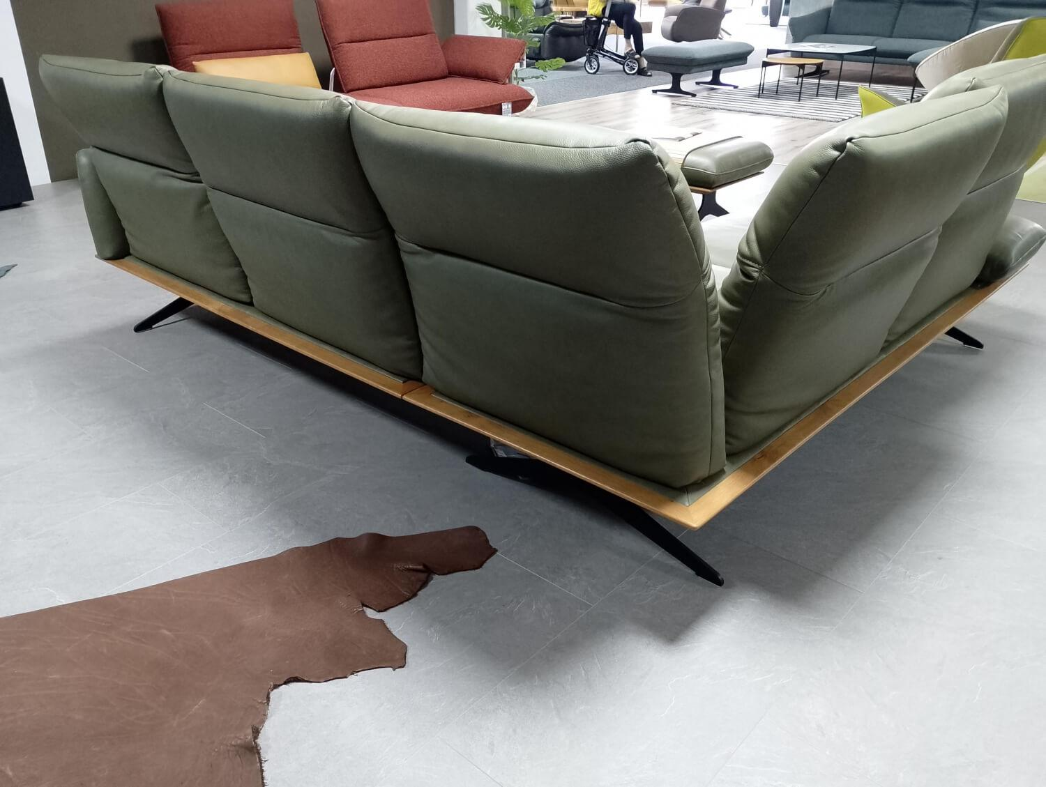 Koinor - Ecksofa Calmo 1 Leder B Bonito Canna Grün Massivholzrahmen Wildeiche Gestell Metallkufe Schwarz Pulverbeschichtet - 6