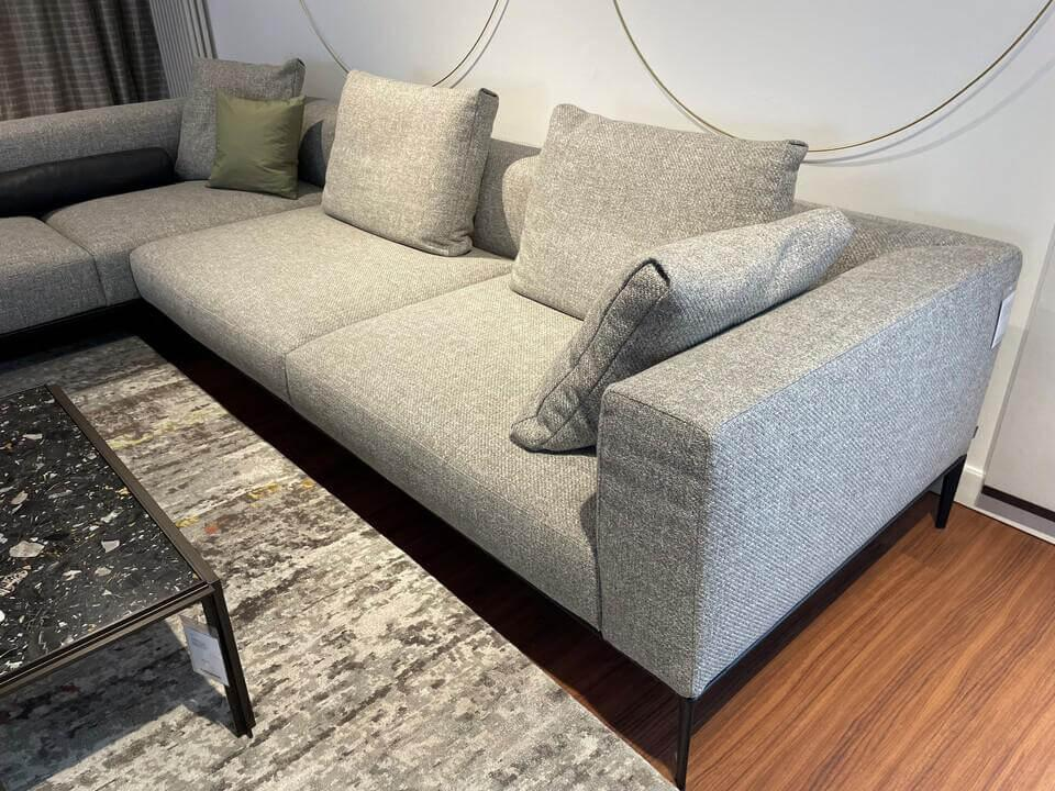 Walter Knoll - Ecksofa Jaan Living Stoff Savannah 7883 Platinum Grau Füße Metall Matt Schwarz Inklusive Kissen - 2