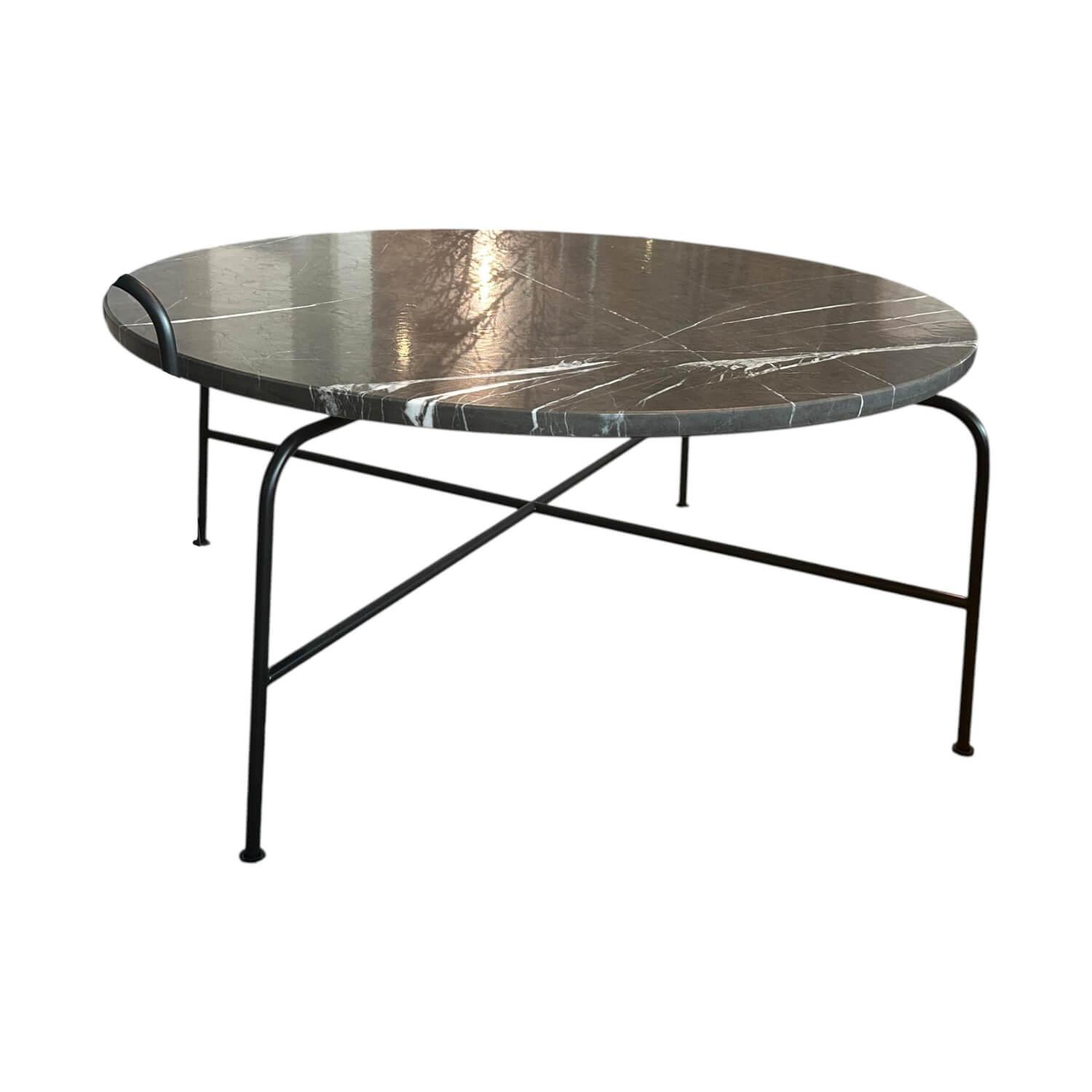 Rolf Benz - Couchtisch 947 471 Platte Stein Graphit Brown Grau Braun Gestell Stahl Verkehrsschwarz Lackiert - 1