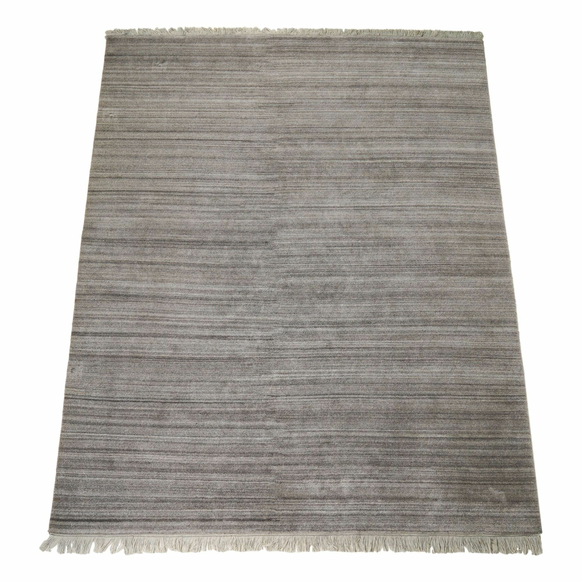 Teppich 250x200 Natural Wool Royal Grau mit FRansen