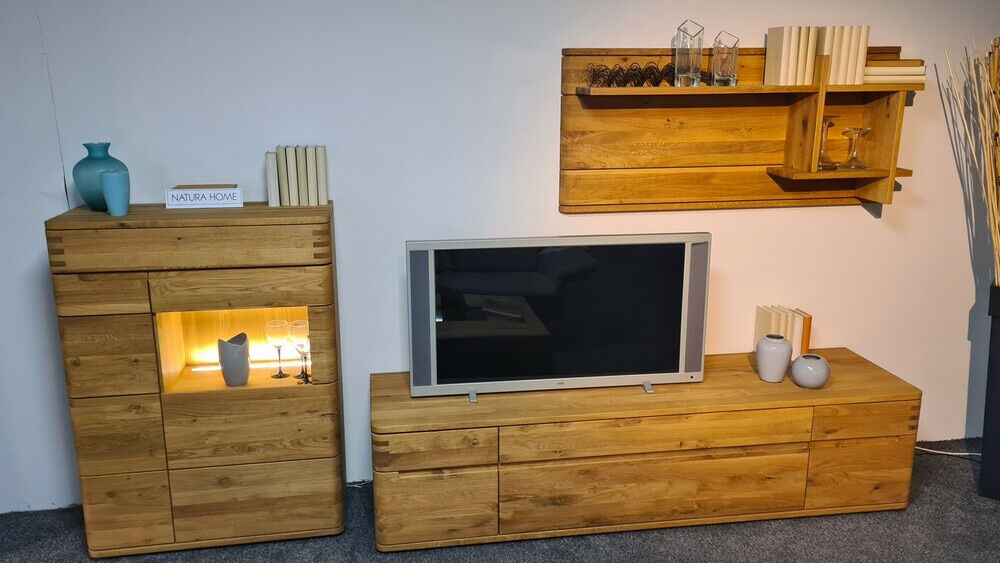 Natura - Wohnwand Cartago Soft Wildeiche Massiv Naturbelassen Geölt - 3