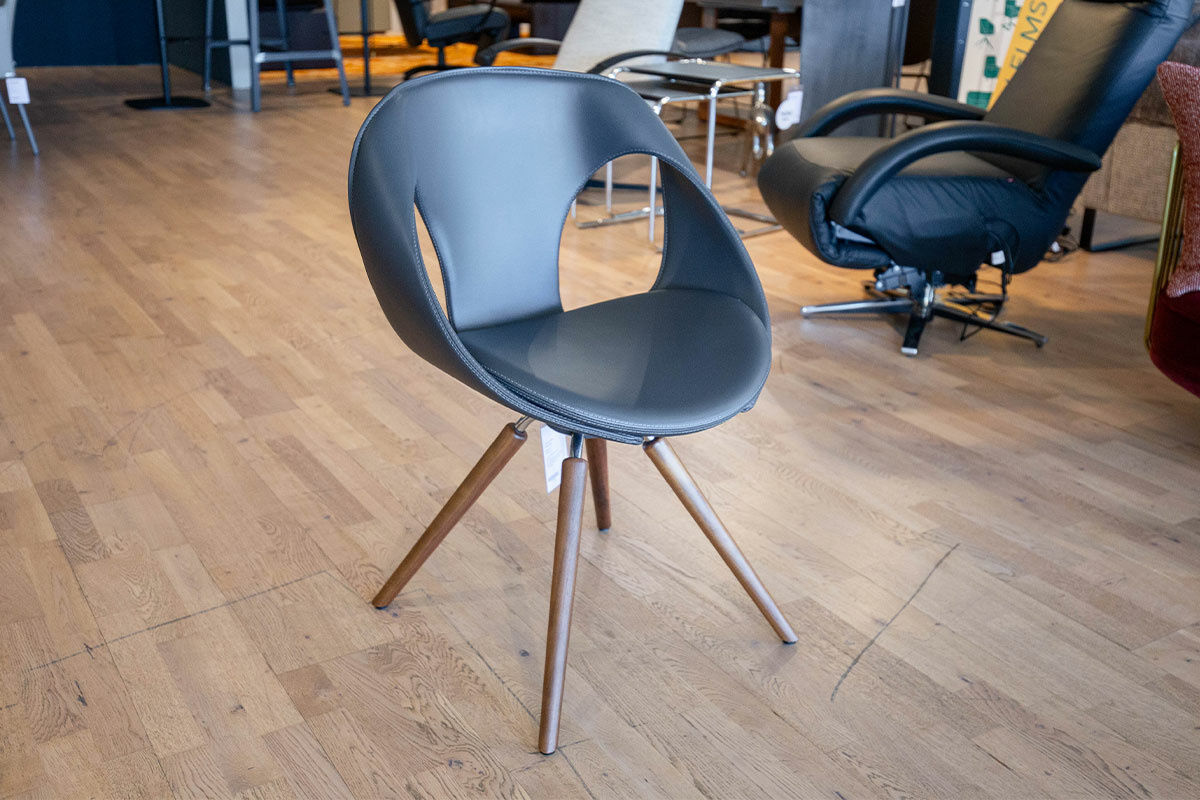 Tonon - 4er Set Stuhl Up Leder Soft 141 Anthrazit Drehgestell Amerikanischer Walnuss Und Chrom Glänzend - 5