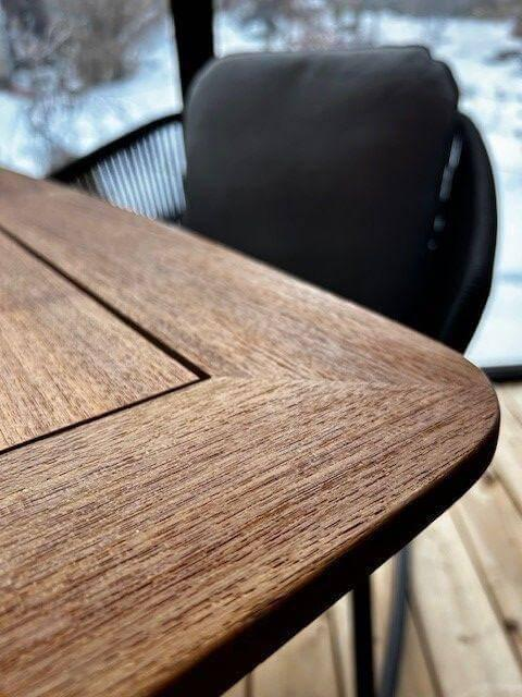 Weishäupl - 2er-Set Stuhl Denia Untergestell Grau mit Tisch Teak Massiv - 4