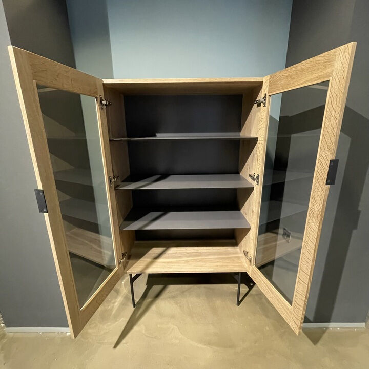 Janua - Vitrine BC 04 Eiche Geräuchert Weiß Pigmentiert Gestell Tiefschwarz - 4