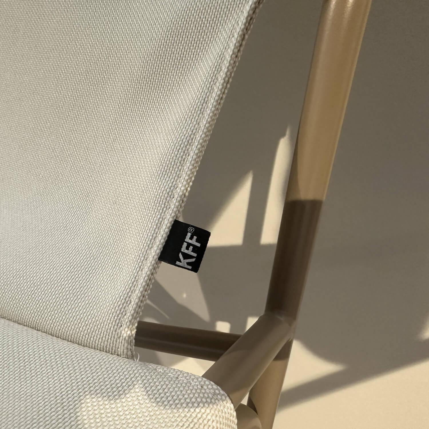 KFF - 2er Set Armlehnstuhl Pool Outdoor Stoff Mare 512 Sand Beige Gestell Metall Struktur Moodbeige - 3