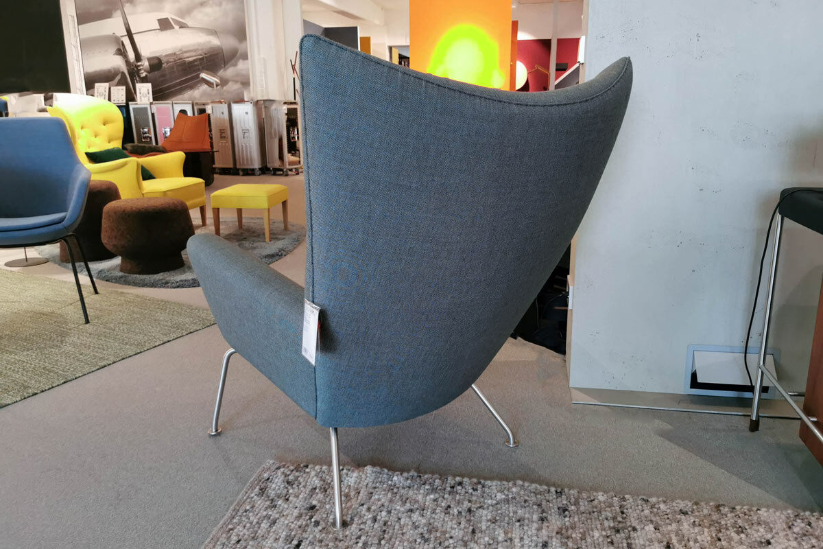 Carl Hansen & Søn - Wingchair CH445 Stoff Passion 13101 Grau Gestell Edelstahl - 4