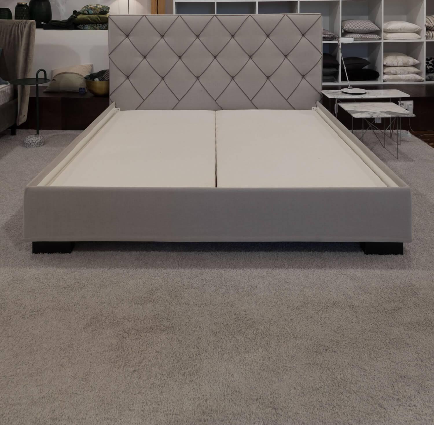 Schramm - Bett Origins Gala 200x200 28-S Bezug Stoff Nils 480 Grey Kopf- Und Fußteil K22-2 Opal Plus mit 2 UM-O - 5