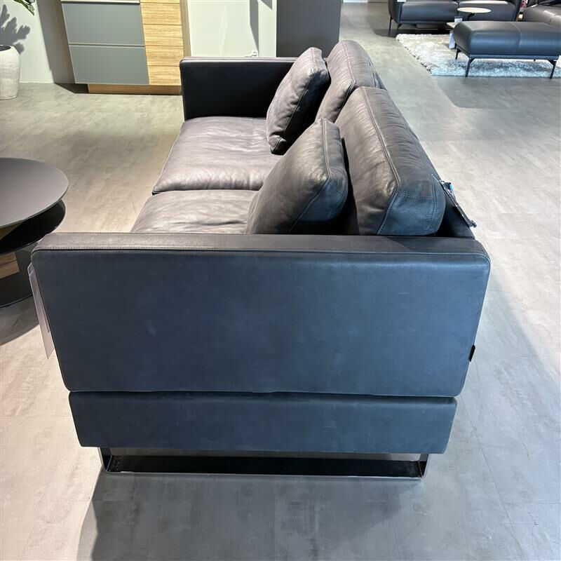 Brühl - Sofa 3-Sitzer Alba Leder Taron Schwarz Füße Metallkufen Glänzend Verchromt - 2