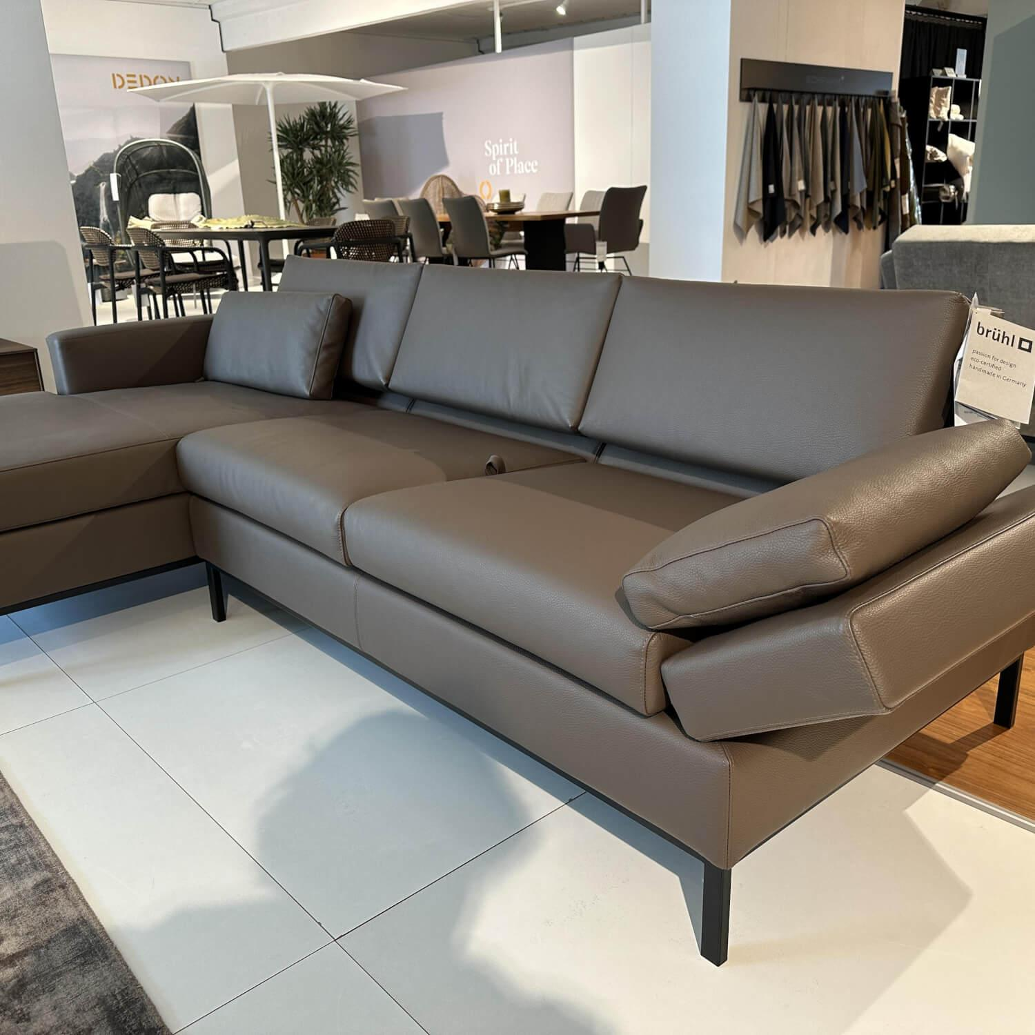 Brühl - Ecksofa Tomo Compact Leder Unit 5432 29 Braun Gestell Metall Schwarz Pulverbeschichtet Mit Verstellbarer Lehne - 7