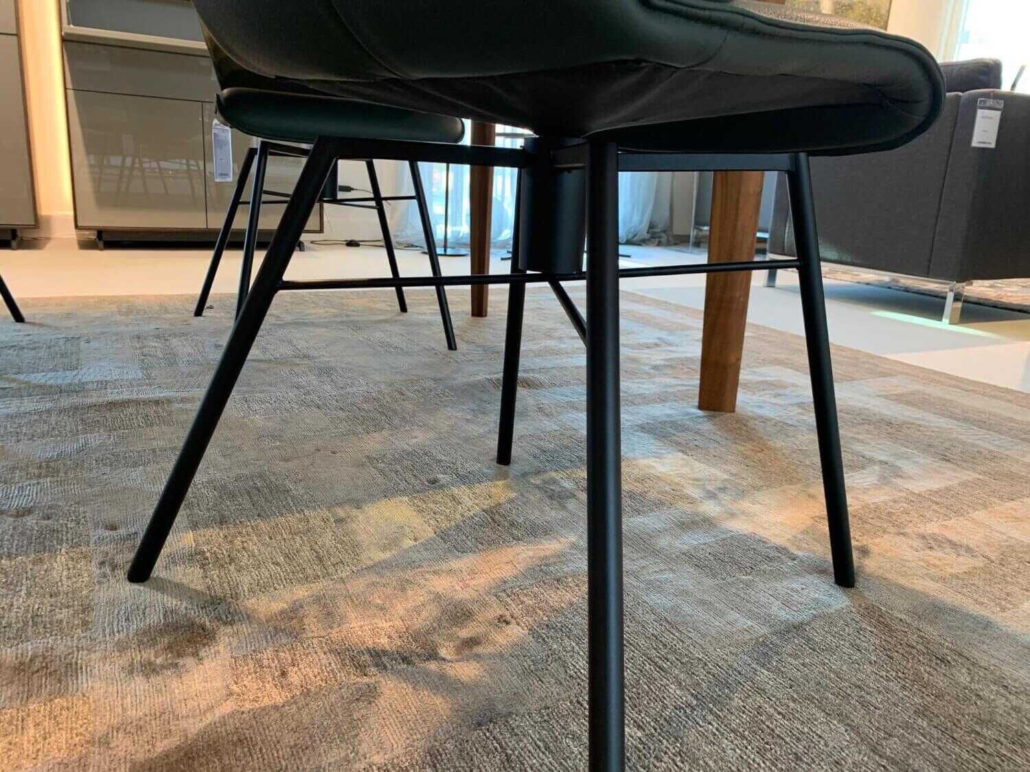 Bert Plantagie - 4er-Set Stuhl Leder Tendens Verde Grün Gestell Verkehrsschwarz - 3