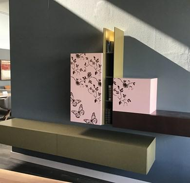 Capo D'Opera - Wall unit 135 Combination with leaf bronze covered lacquer matt olive - 2