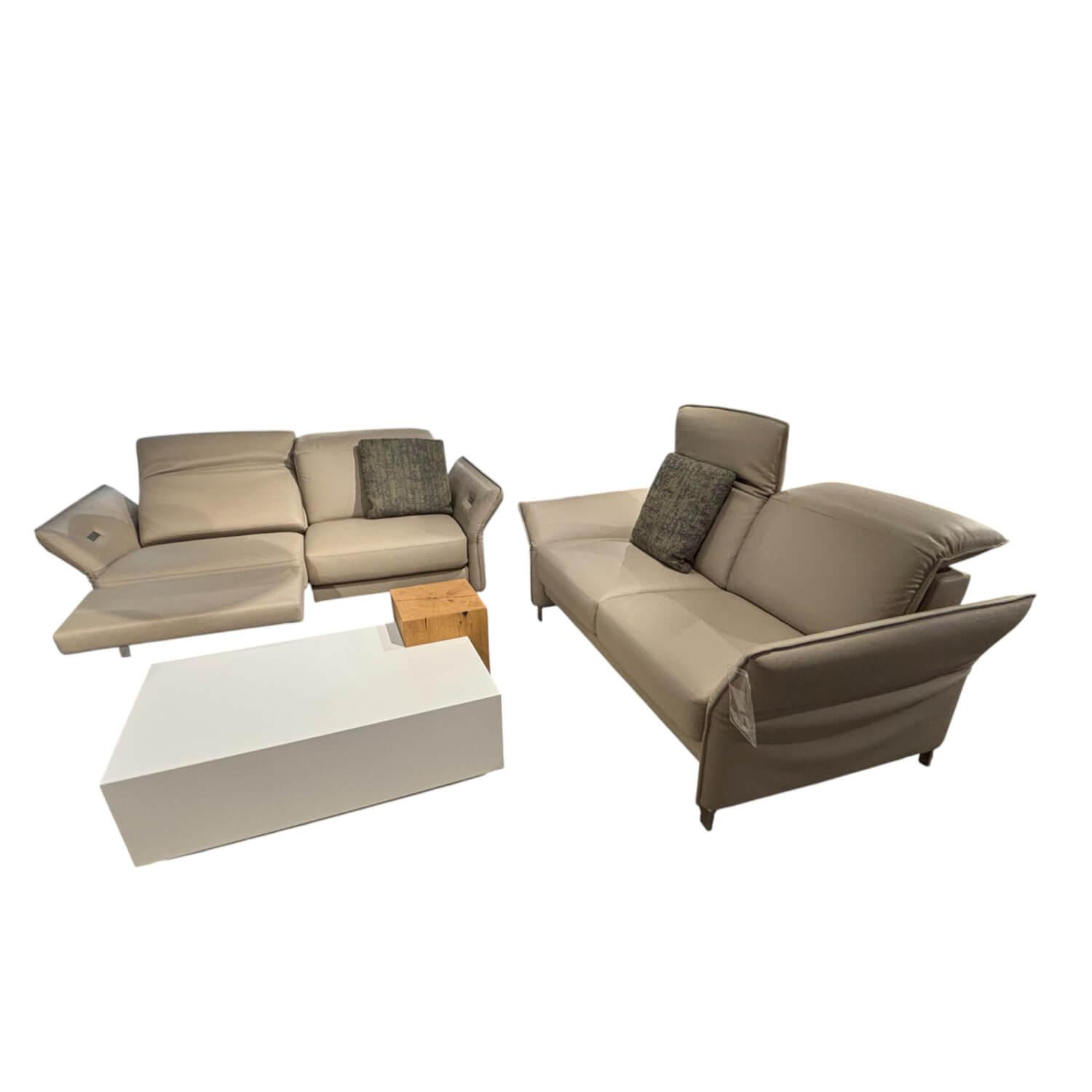 Erpo - Garnitur Avantgarde 965 Leder 43.210 Pearl Beige 2 Sofas 2 Kissen - 1
