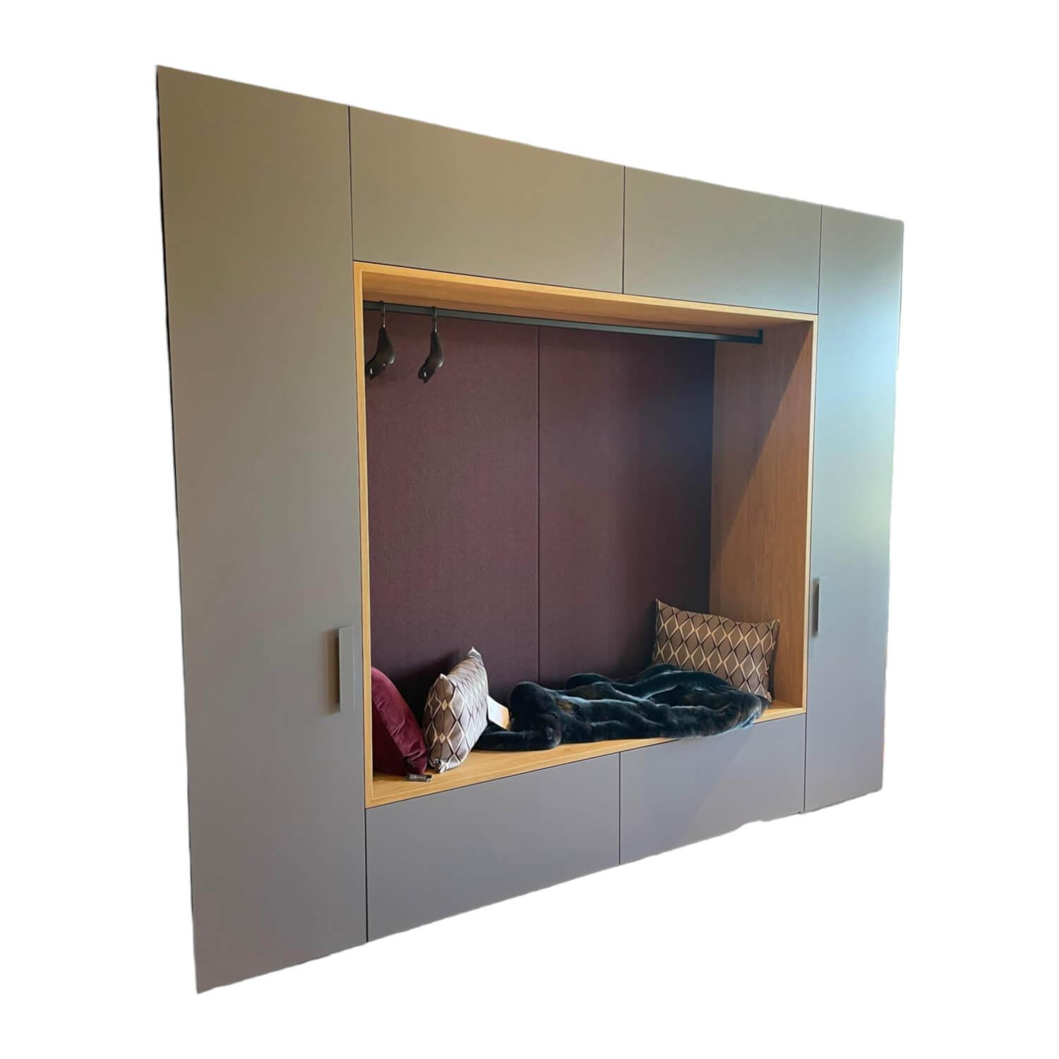 Interlübke - Garderobe Base Change In Eiche Massiv Natur Geölt Sitznische Flintgrau Lackiert Korpus Silbergrau Metallic Lackiert Rückwandbezug Stoff JAB CA1476/012 - 1