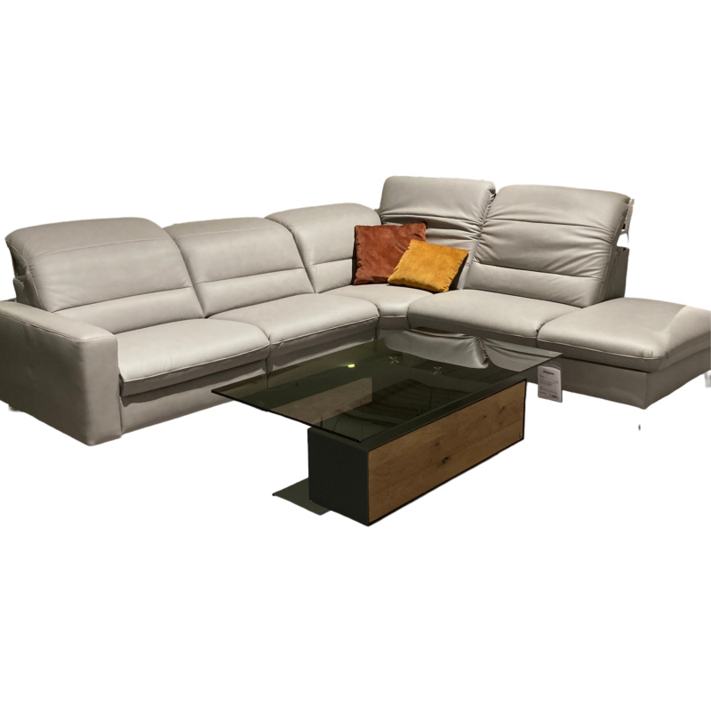Musterring - Ecksofa MR 1380 Leder Vivre Alu Grau Füße Schwarz mit Verstellfunktionen - 1
