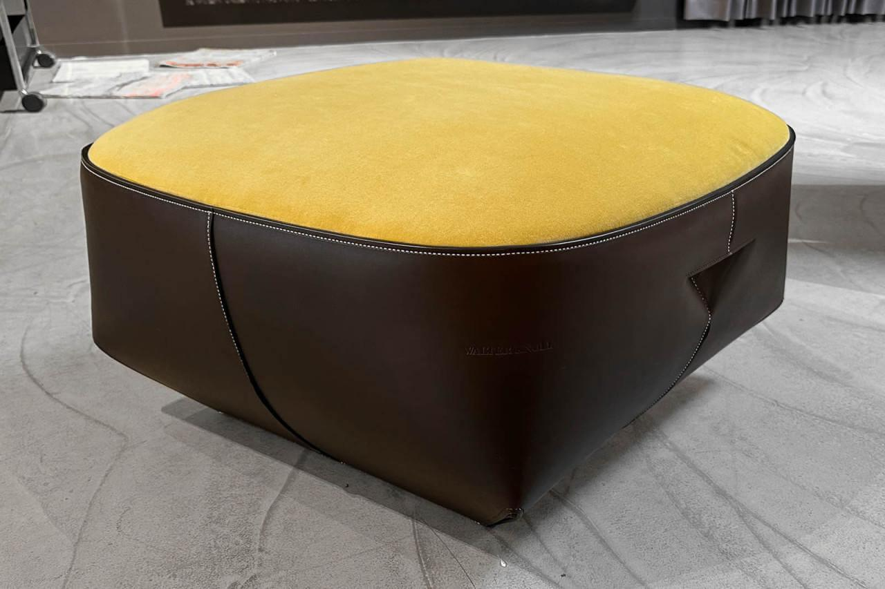 Walter Knoll - Hocker Isanka Sitz Stoff Harald 3 Gelb Korpus Leder Saddle Coffee Braun - 2