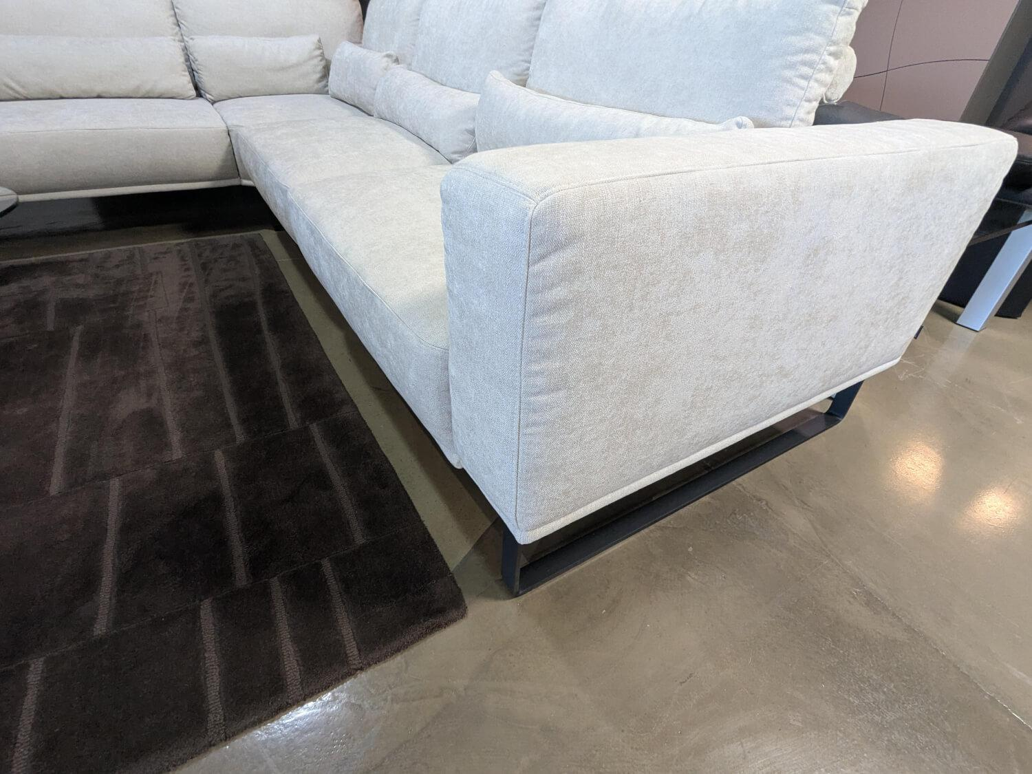 Musterring - Ecksofa JustB PM 100 Stoff Yelda Natur Creme Füße Schwarz mit 5 Kissen - 3