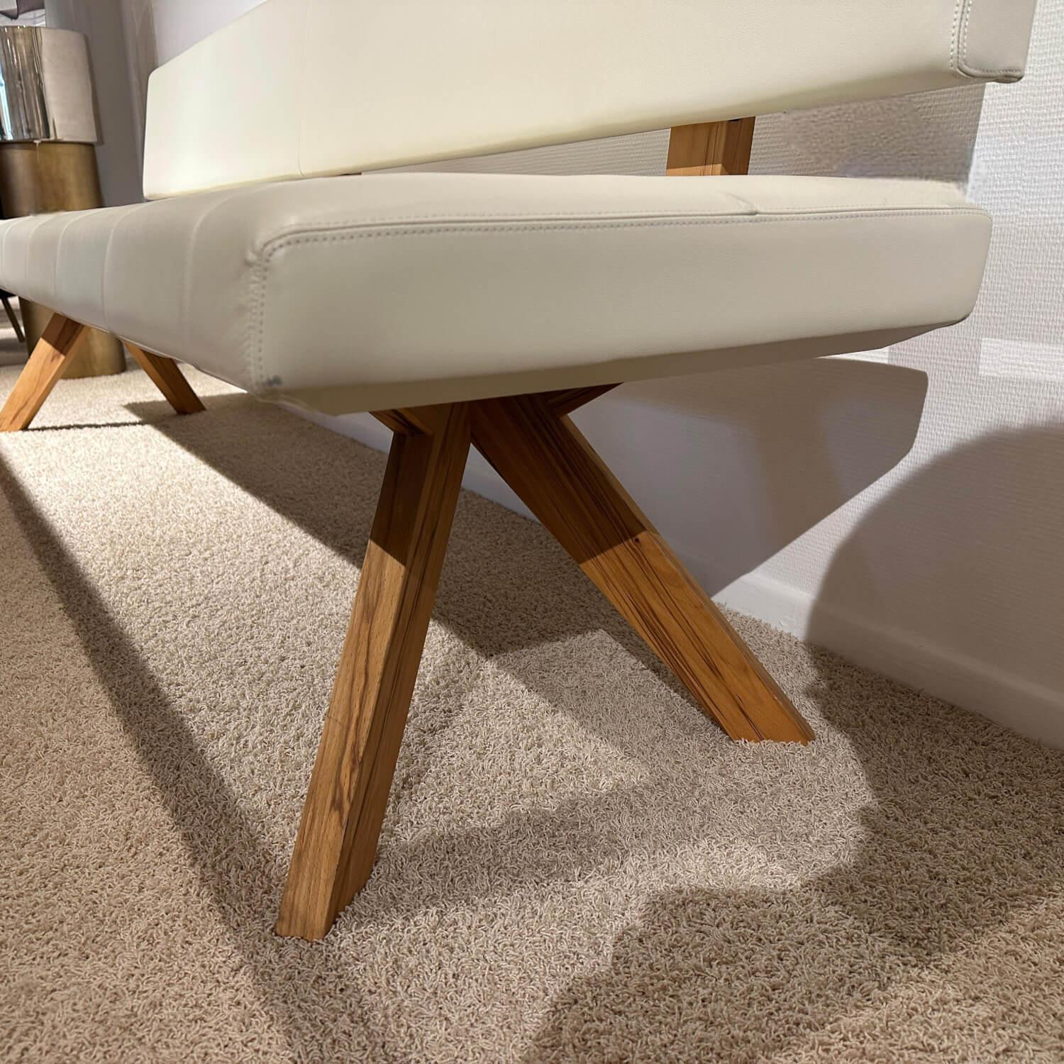 Team 7 - Polsterbank Yps BY24PO Leder L1 Origon 71018 Weiß Gestell Kernbuche Naturöl - 6